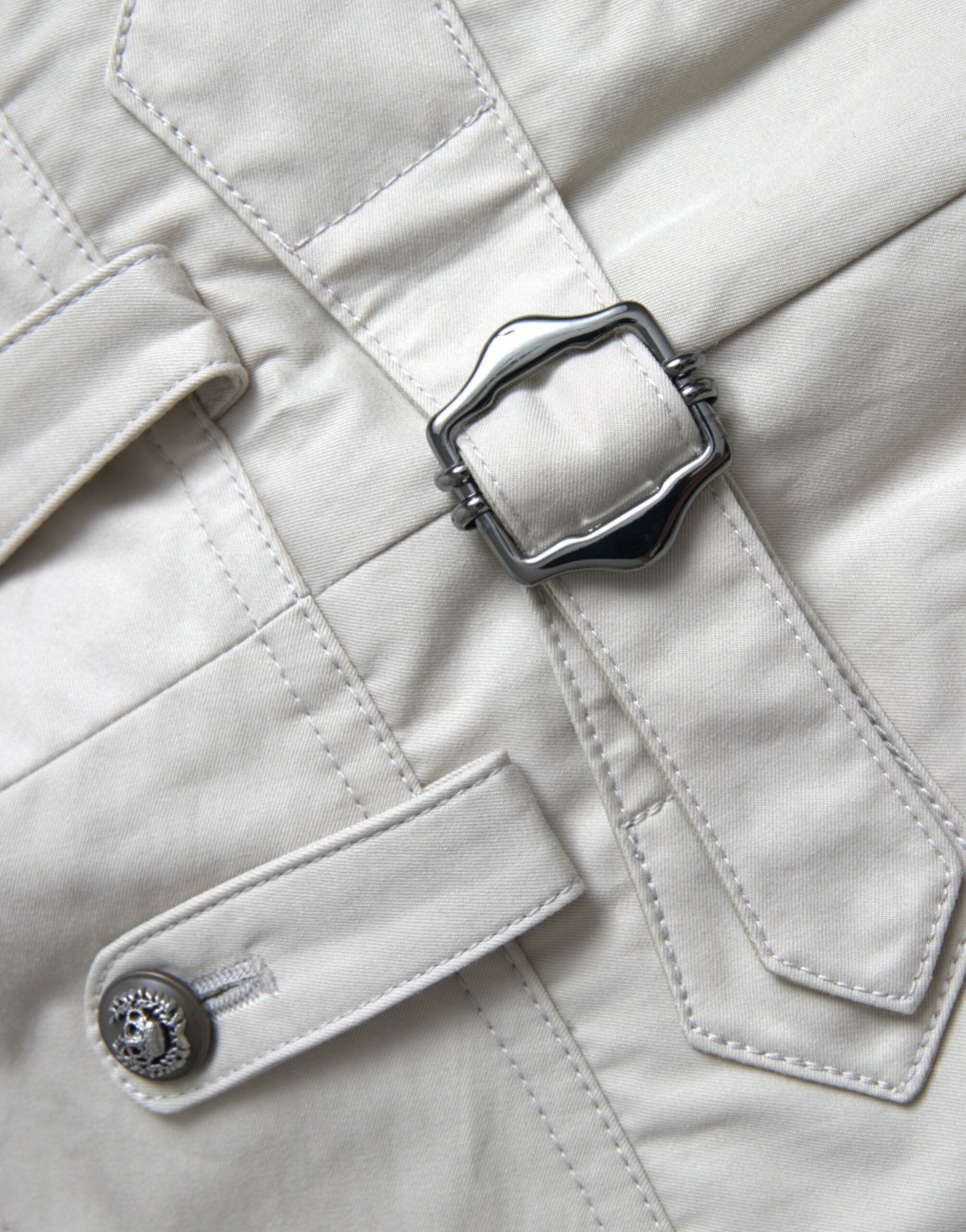 Dolce & Gabbana Beige Baumwollhose mit hoher Taille und konisch zulaufendem Schnitt