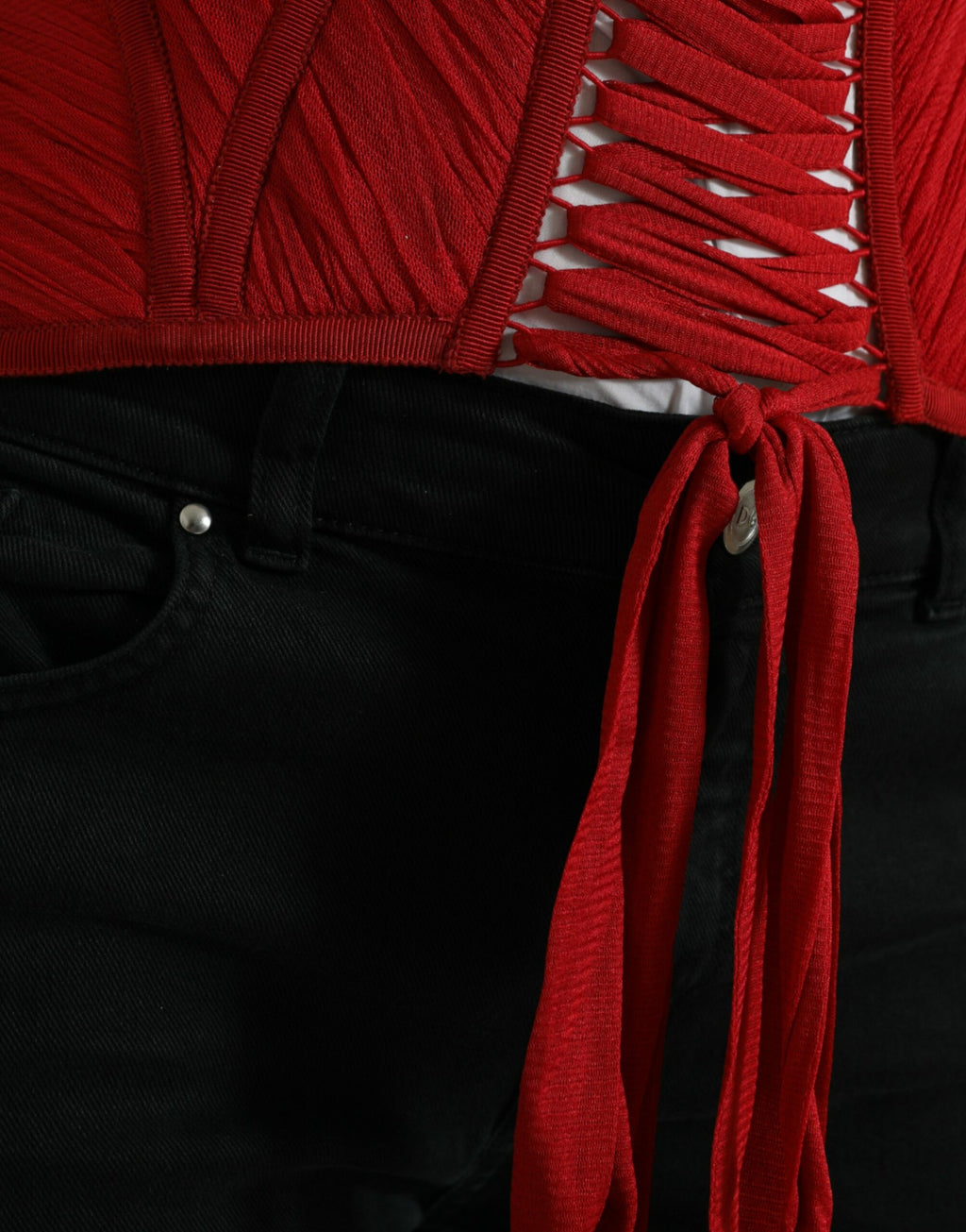 Dolce & Gabbana Roter Seidengürtel Taille Schnürung Riemen Korsett