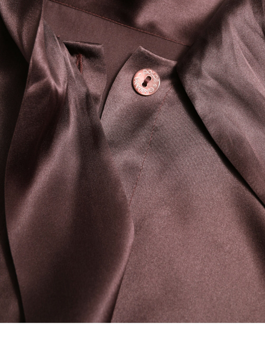 Dolce & Gabbana Braunes Seiden-Ascot-Kragen Langarm-Blusenoberteil