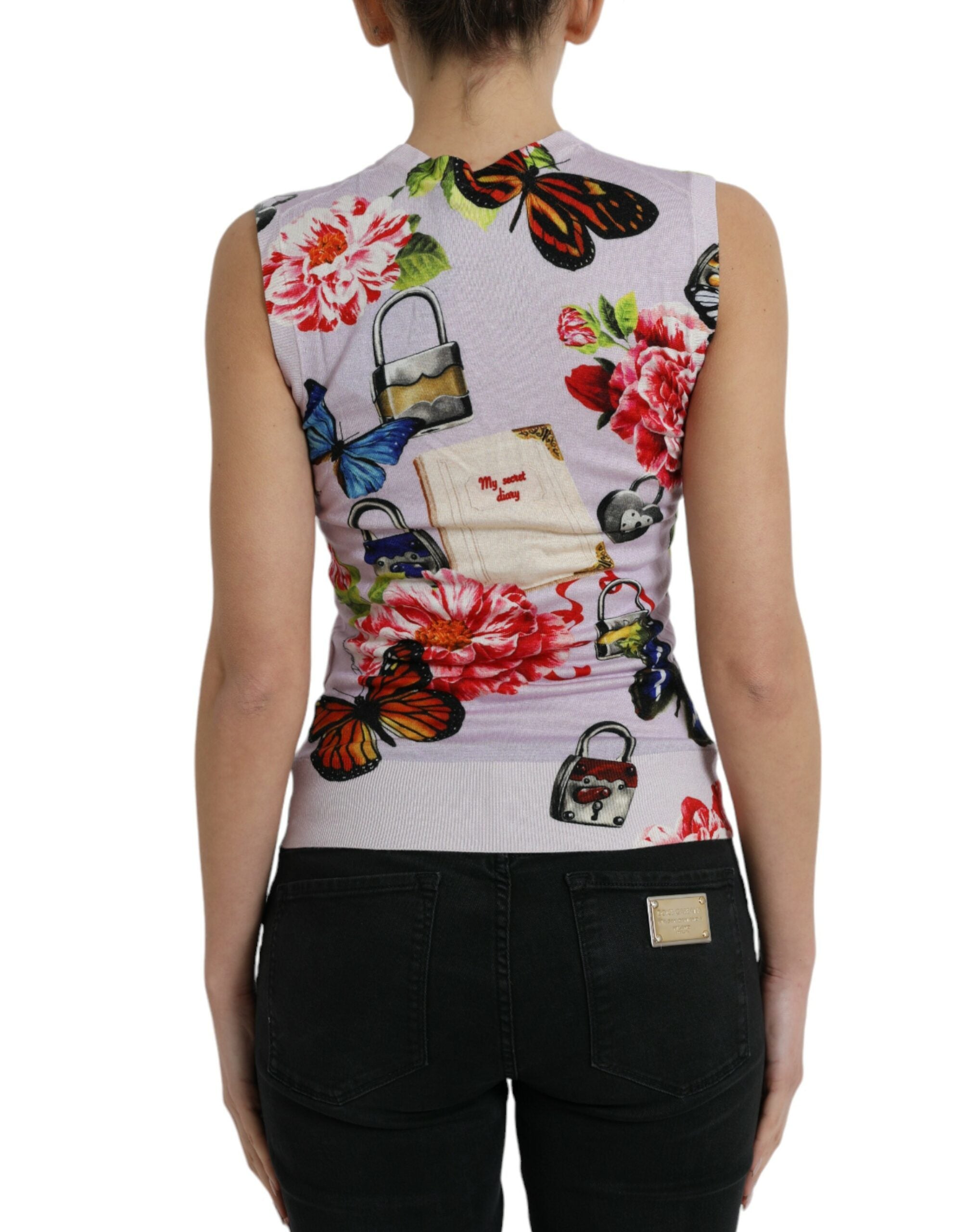 Dolce & Gabbana Multicolor Floral Vorhängeschloss Schmetterling Tank Top