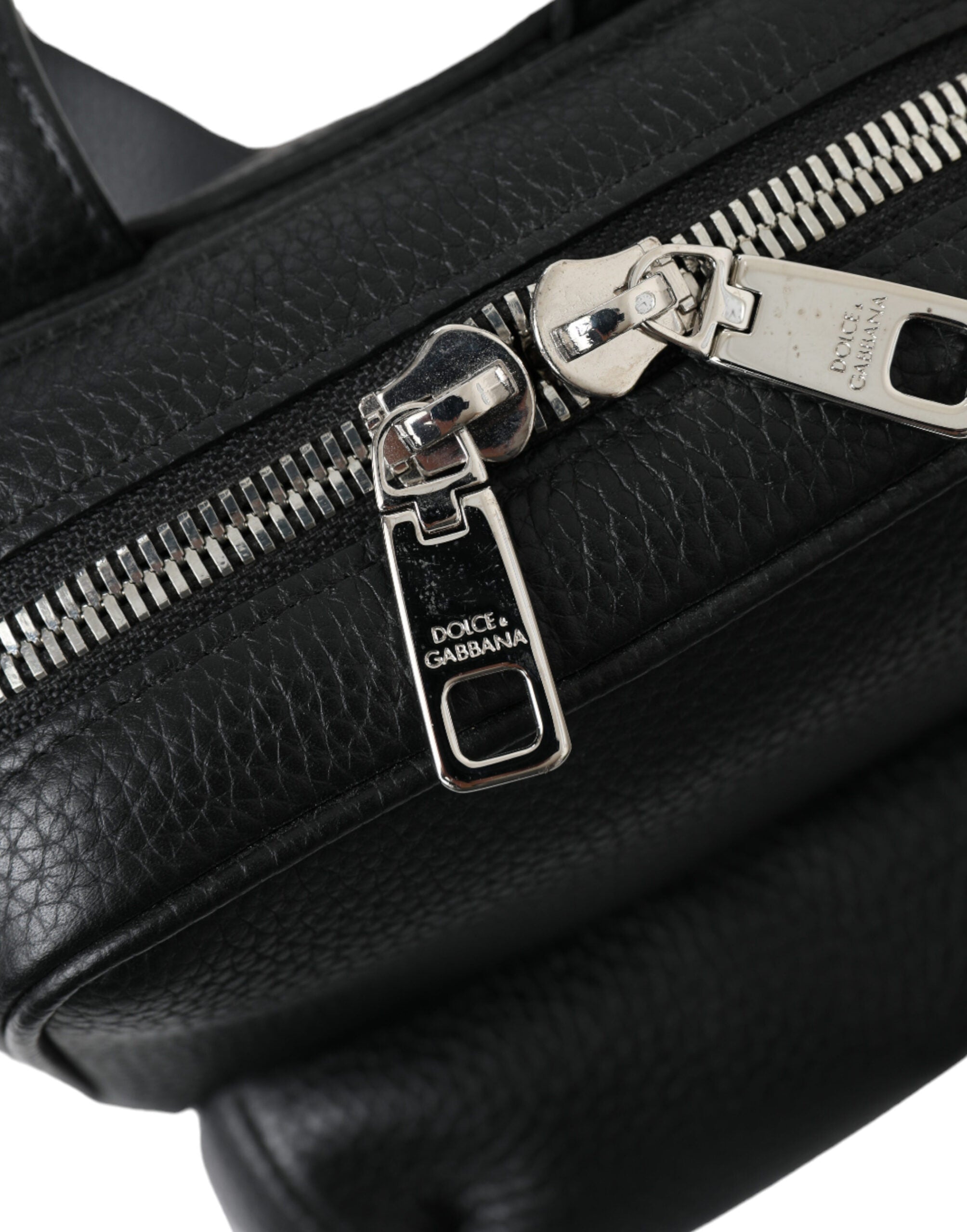 Dolce & Gabbana Schwarzes Kalbsleder Logo Palermo Rucksack Tasche