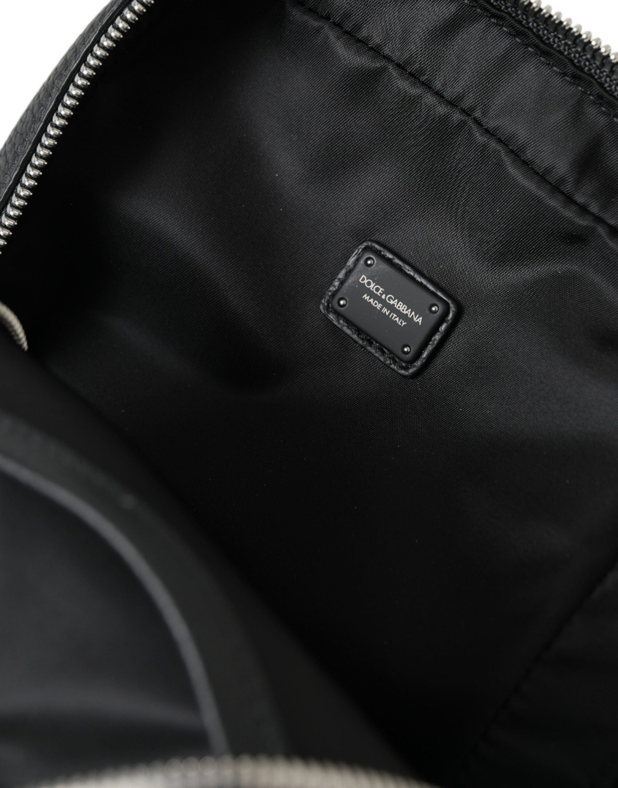 Dolce & Gabbana Schwarzes Kalbsleder Logo Palermo Rucksack Tasche