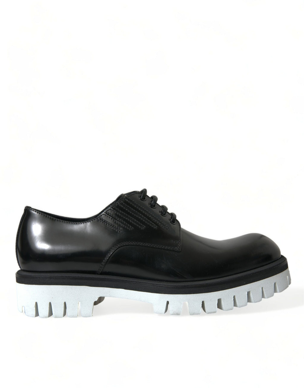 Dolce & Gabbana Schwarz Weiß Leder Schnürschuhe Derby Dress Schuhe