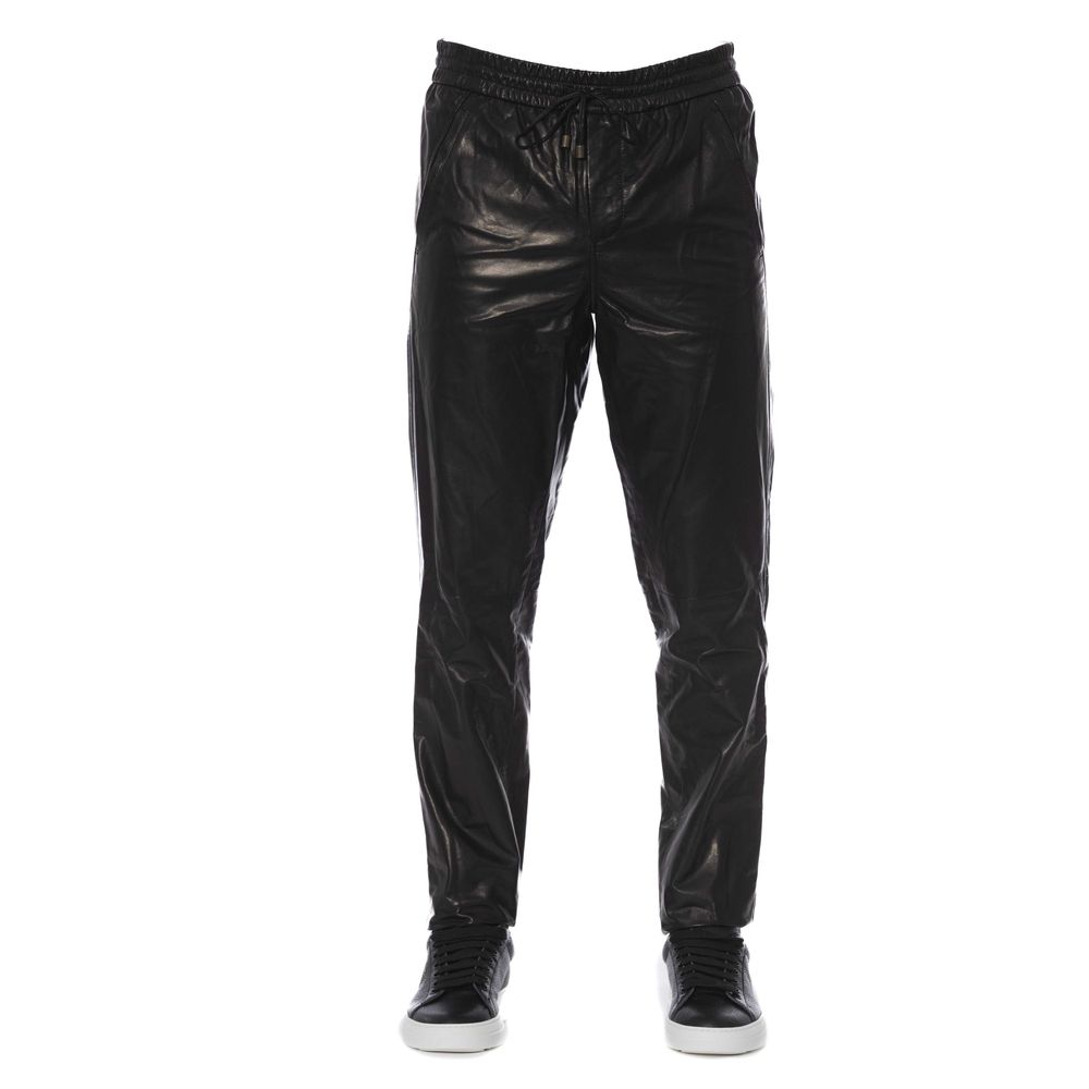 Trussardi Schwarze Lammleder Herrenhosen