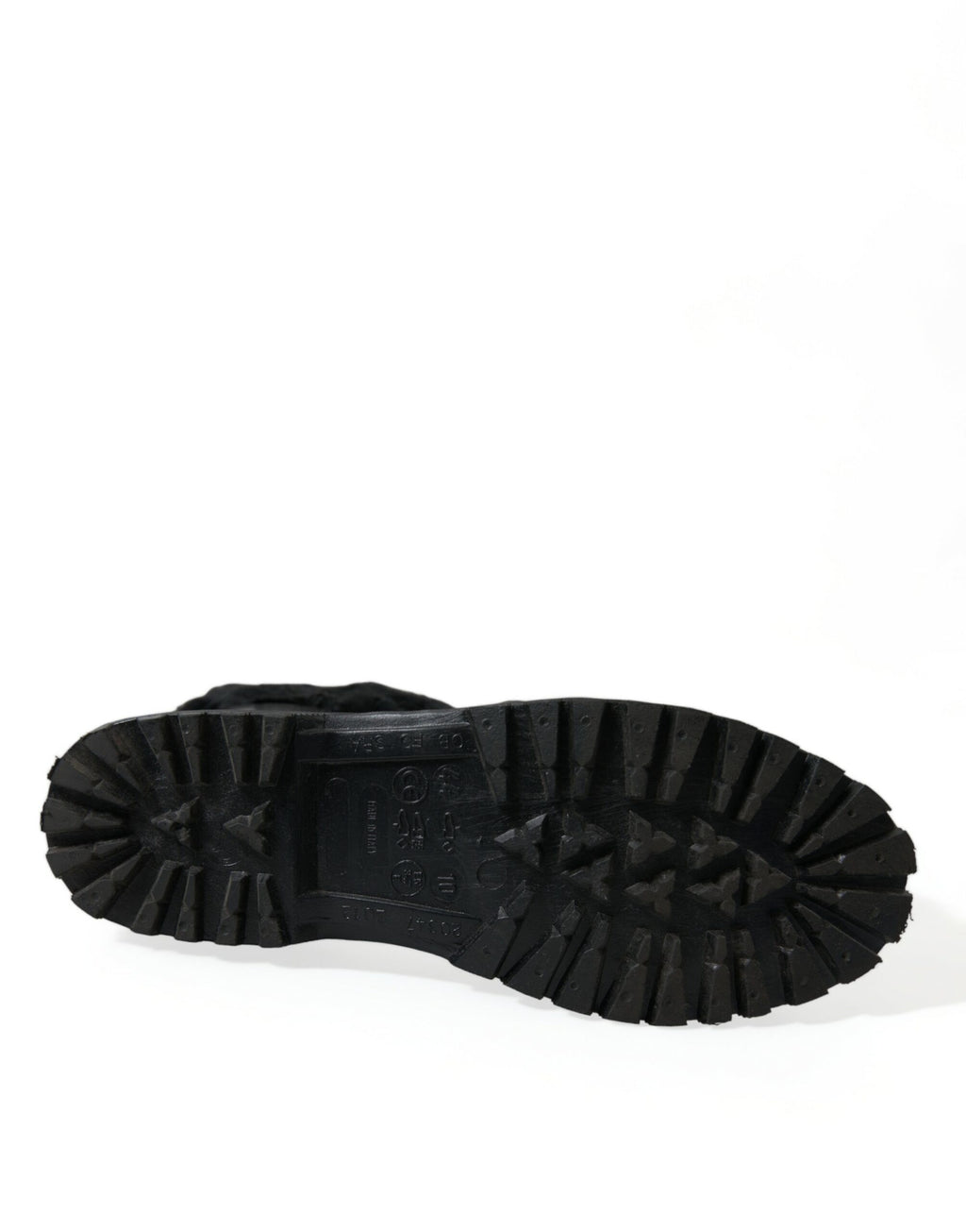 Dolce & Gabbana Schwarze Gummischnürsenkel Shearling Regenstiefel Schuhe