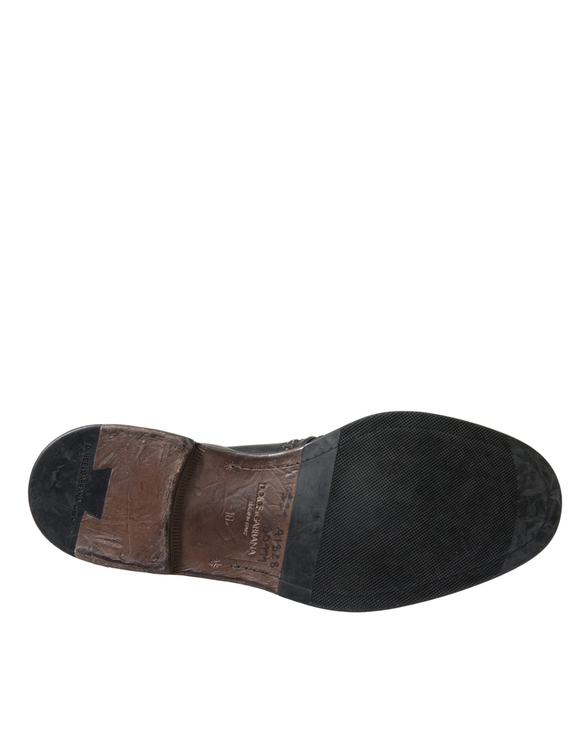 Dolce & Gabbana Schwarzes Leder Monk Strap Nietenschuhe