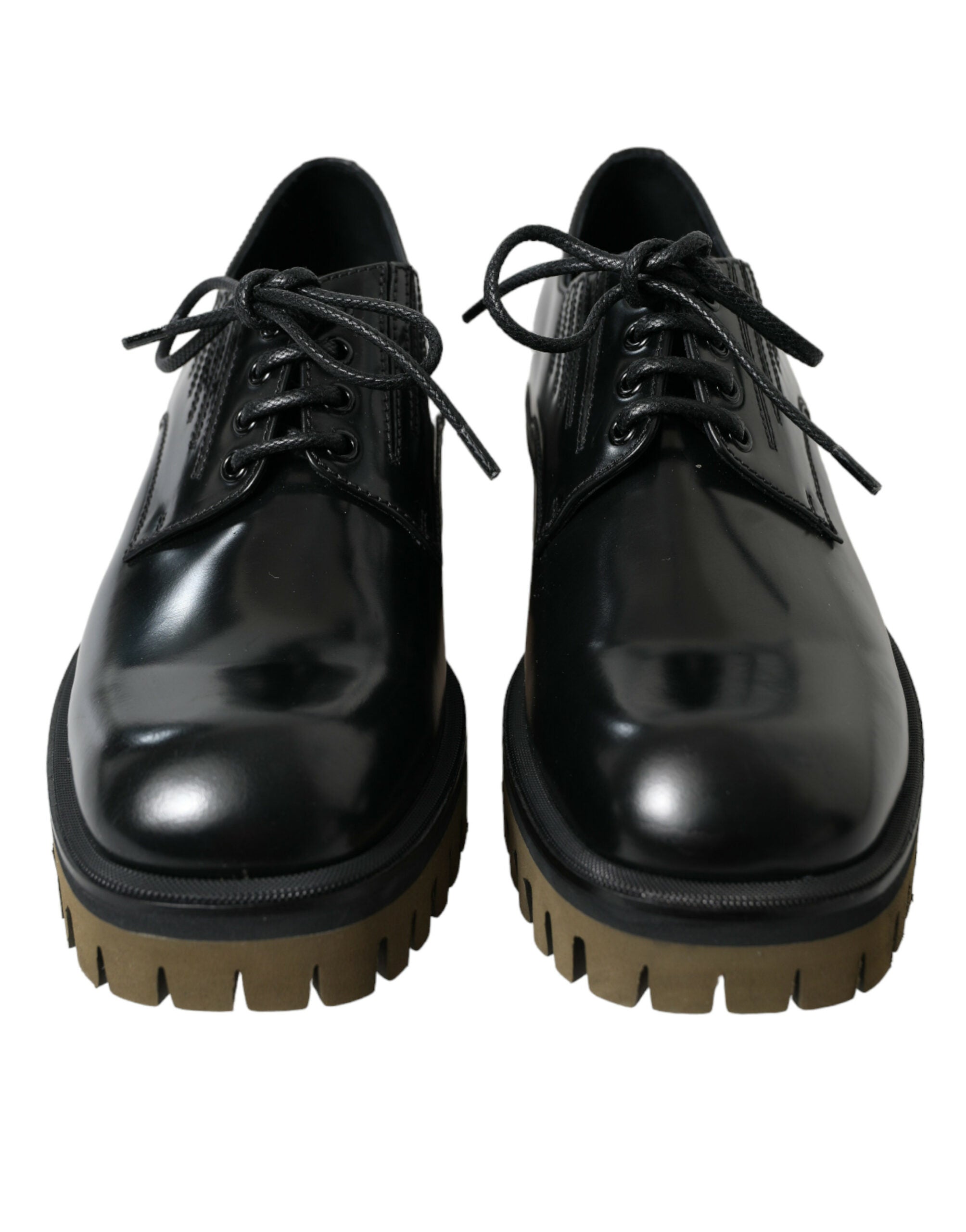 Dolce & Gabbana Schwarz Leder Lace Up Derby Männer Kleid Schuhe
