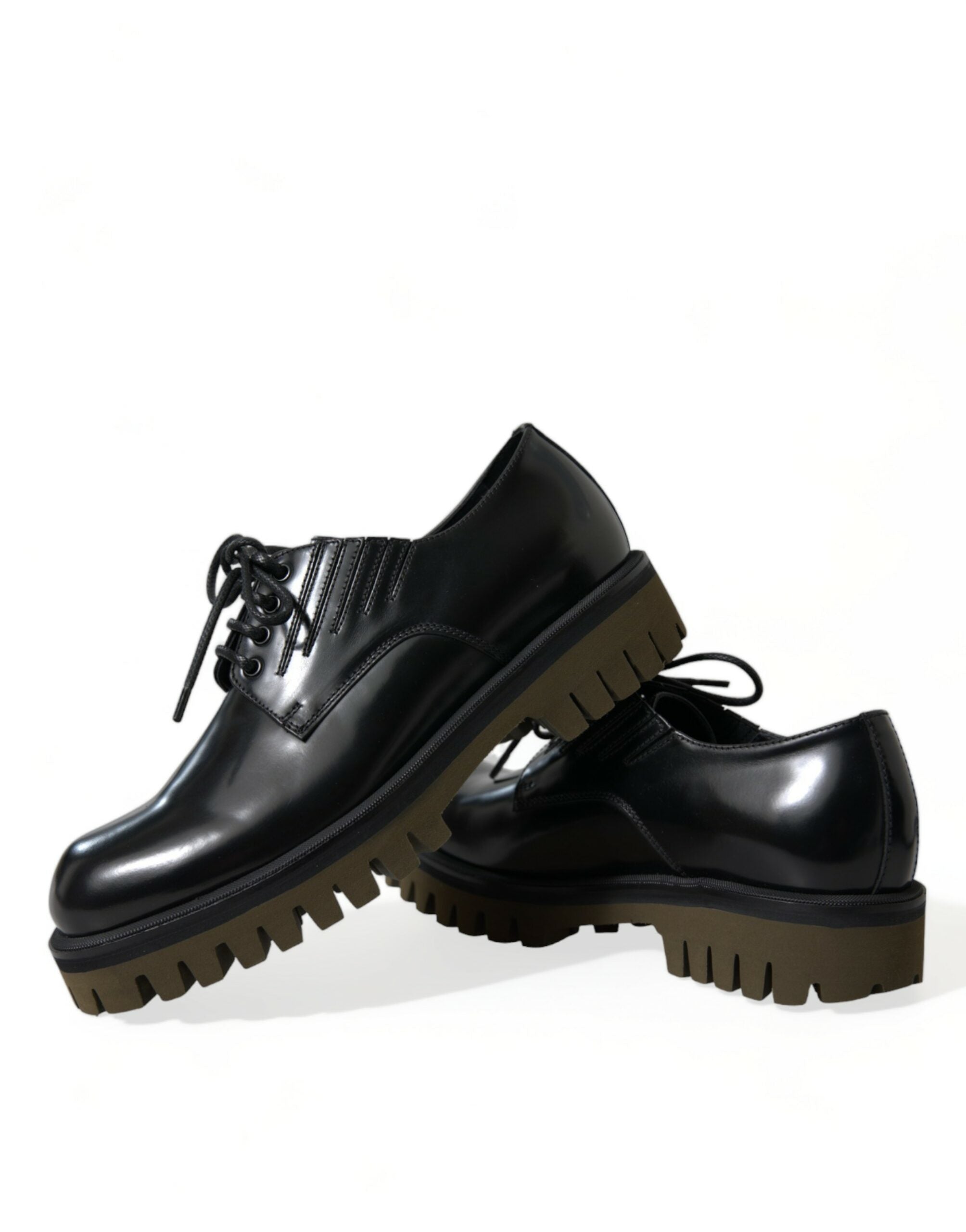 Dolce & Gabbana Schwarz Leder Lace Up Derby Männer Kleid Schuhe