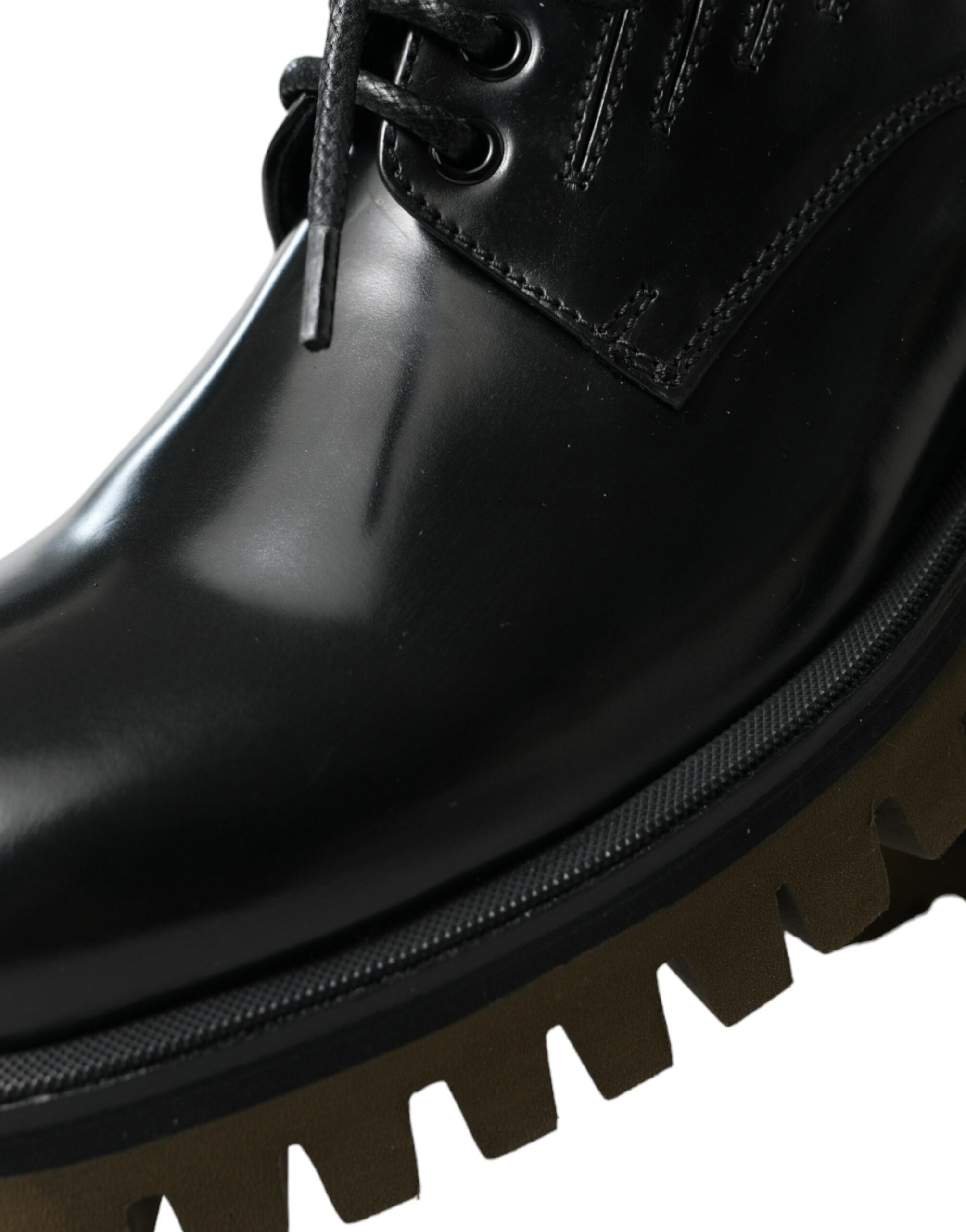 Dolce & Gabbana Schwarz Leder Lace Up Derby Männer Kleid Schuhe