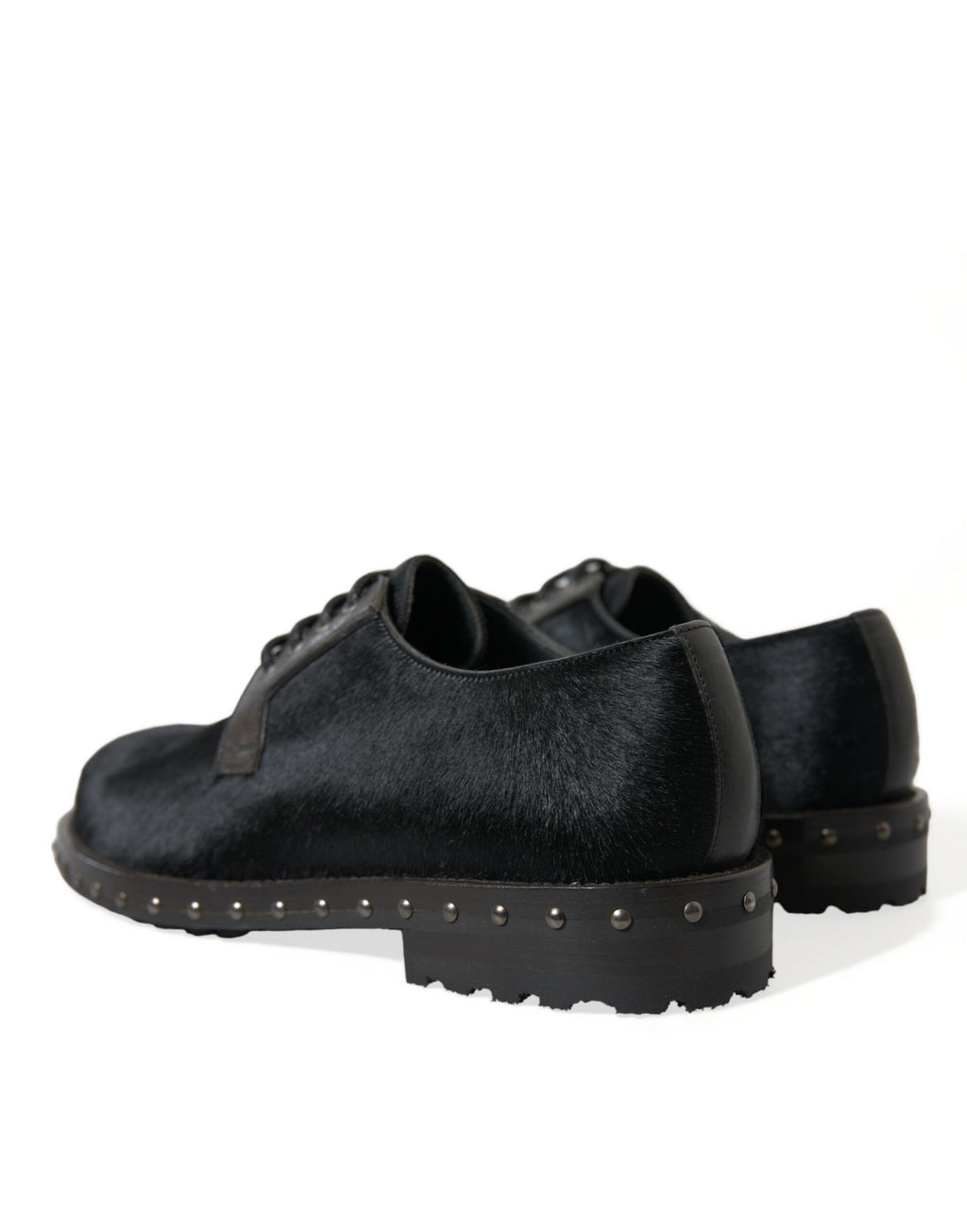 Dolce & Gabbana Schwarzer Stall Pelz Derby SAN PIETRO Kleid Schuhe