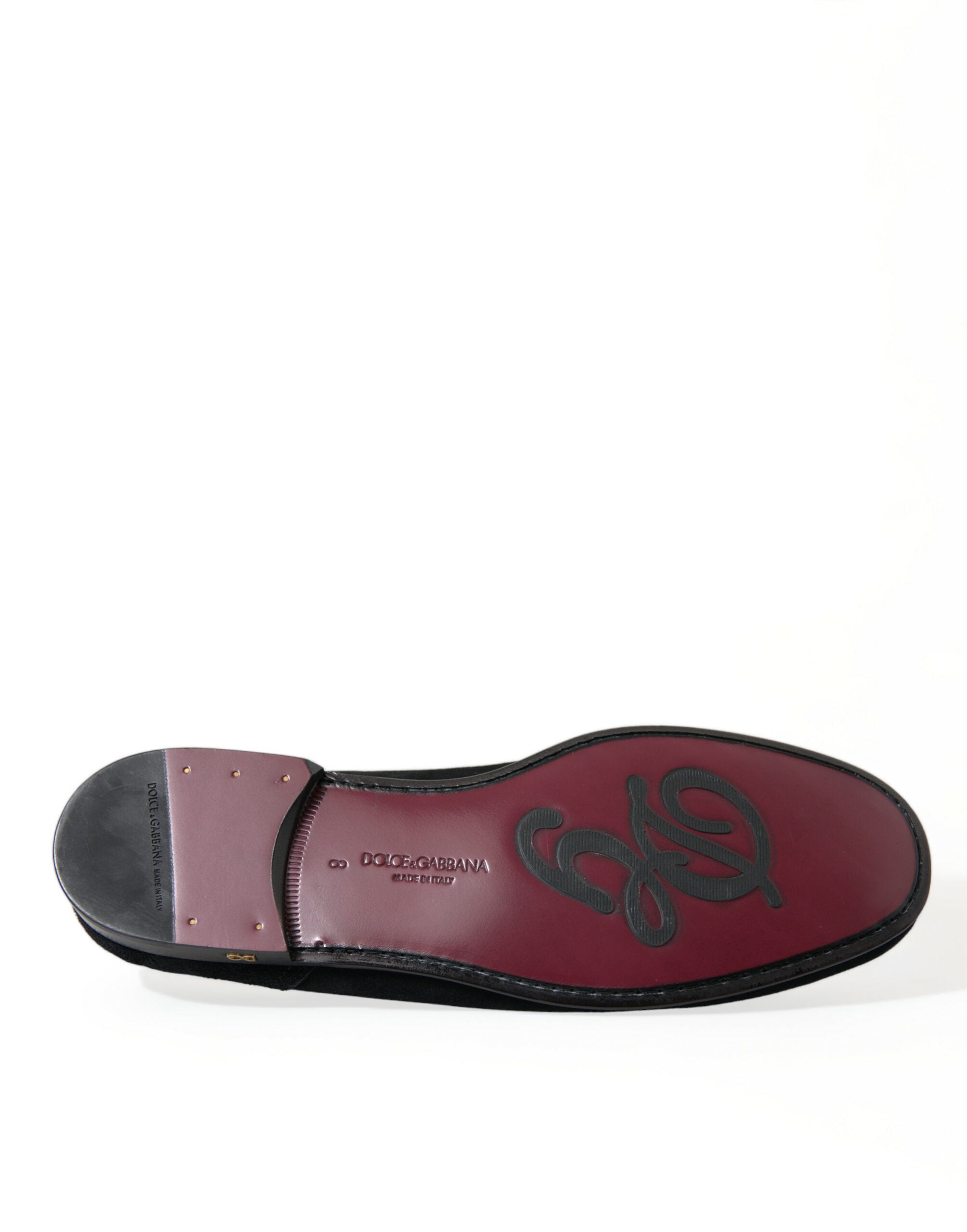 Dolce & Gabbana Schwarzer Samt Slip On Loafers Kleid Schuhe