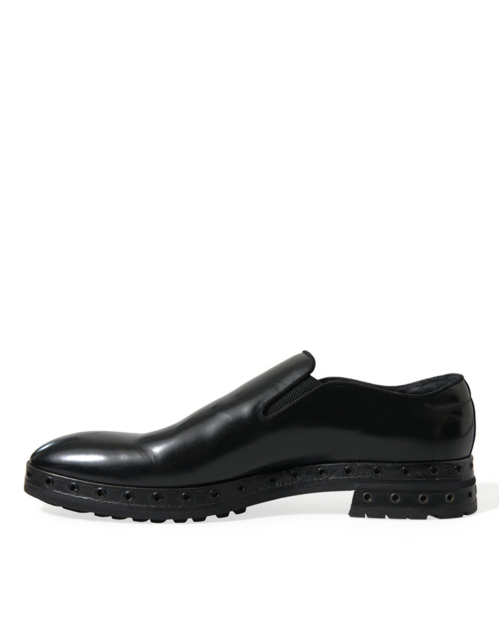 Dolce & Gabbana Schwarzes Leder Nieten Loafers Kleid Schuhe