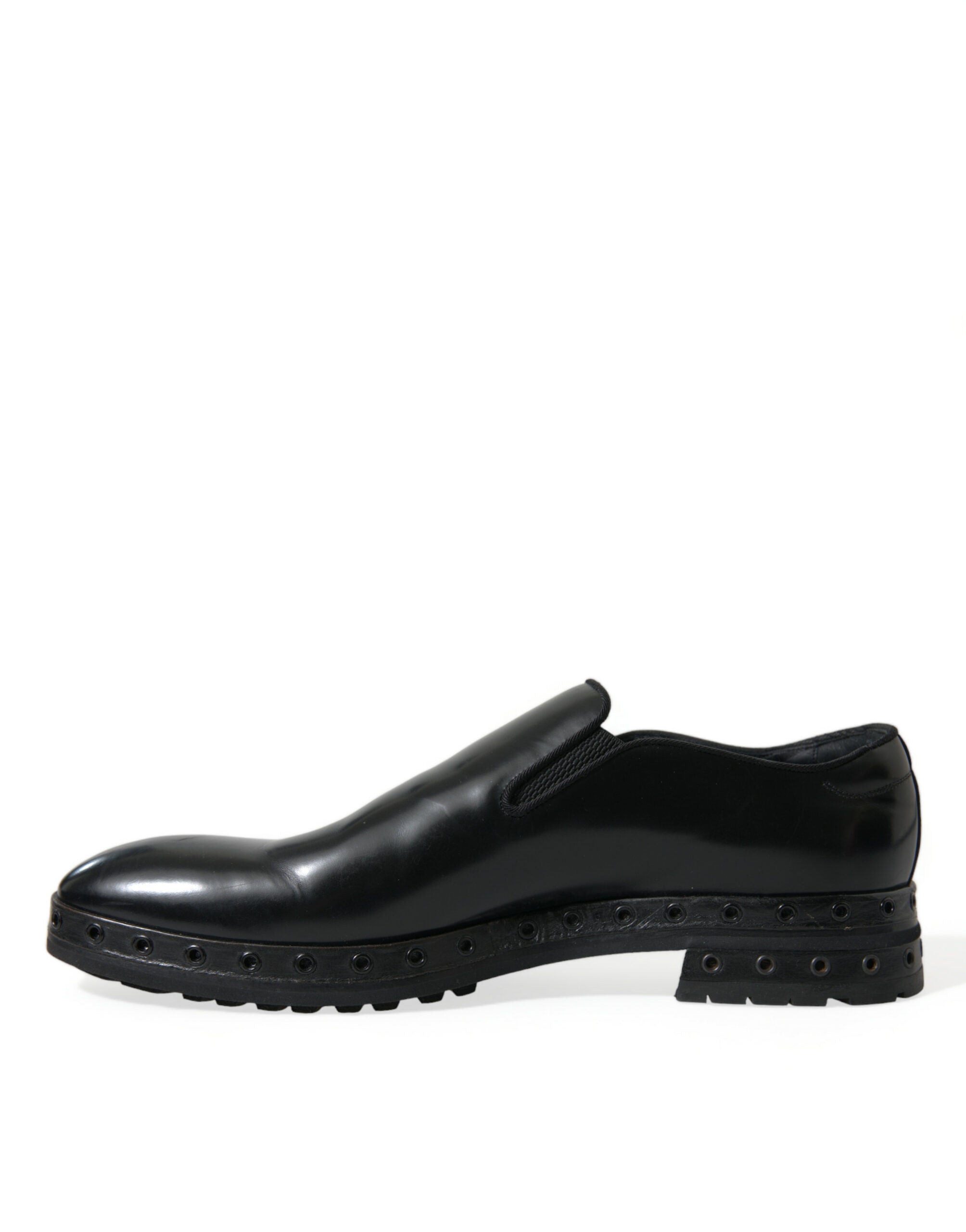 Dolce & Gabbana Schwarzes Leder Nieten Loafers Kleid Schuhe
