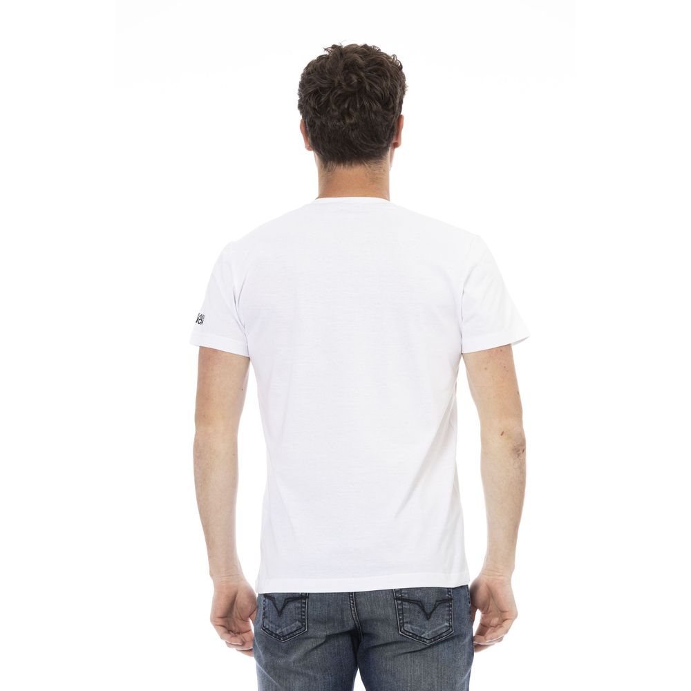 Trussardi Action T-Shirt mit V-Ausschnitt aus weißer Baumwolle für Männer