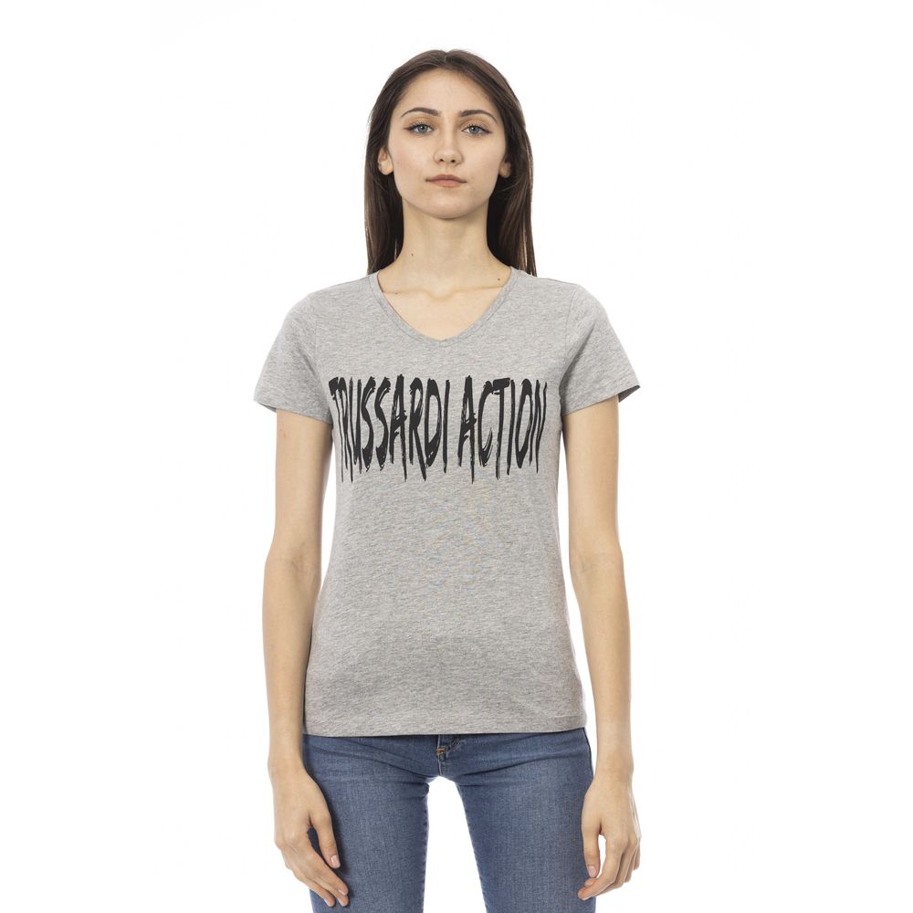 Trussardi Action Graues Baumwoll-T-Shirt für Frauen