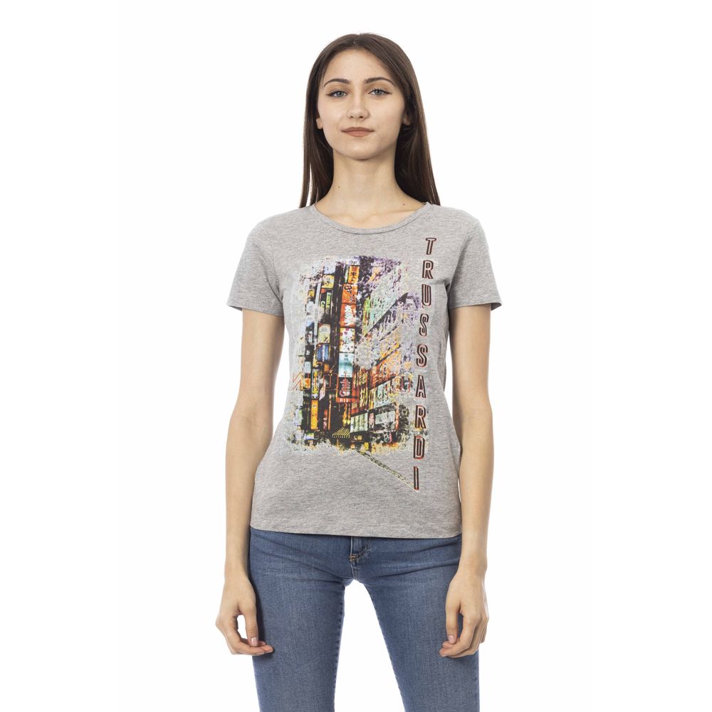 Trussardi Action Graues Baumwoll-T-Shirt für Frauen