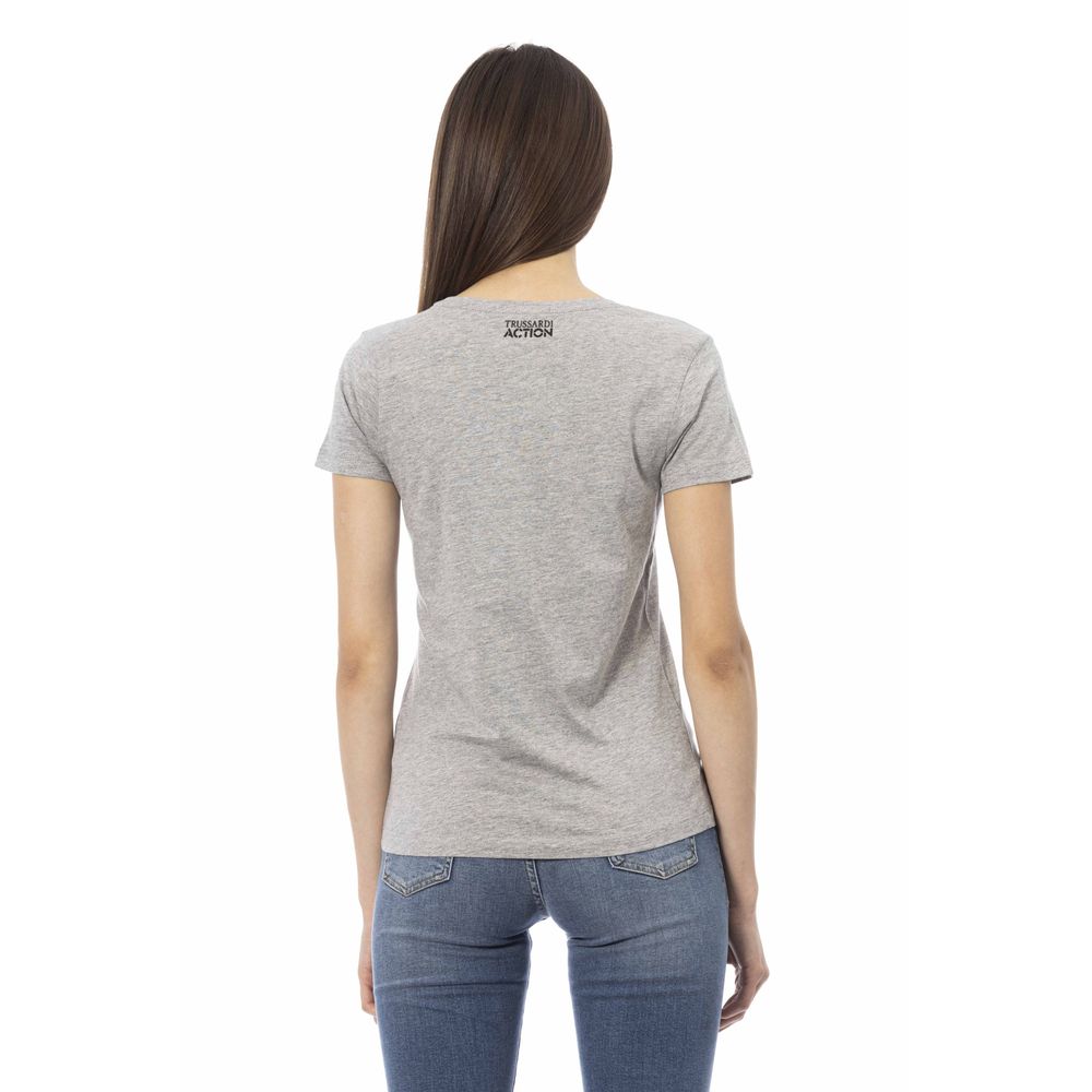 Trussardi Action Graues Baumwoll-T-Shirt für Frauen