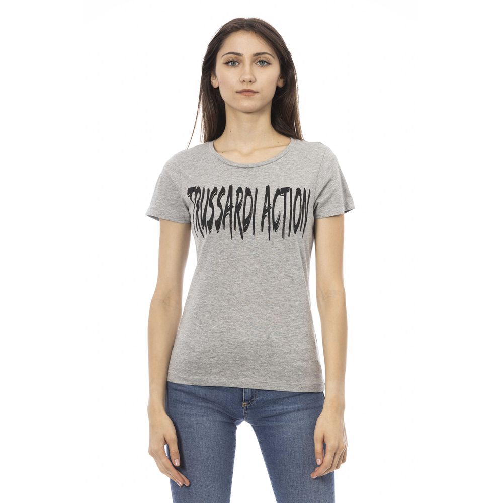 Trussardi Action Graues Baumwoll-T-Shirt für Frauen