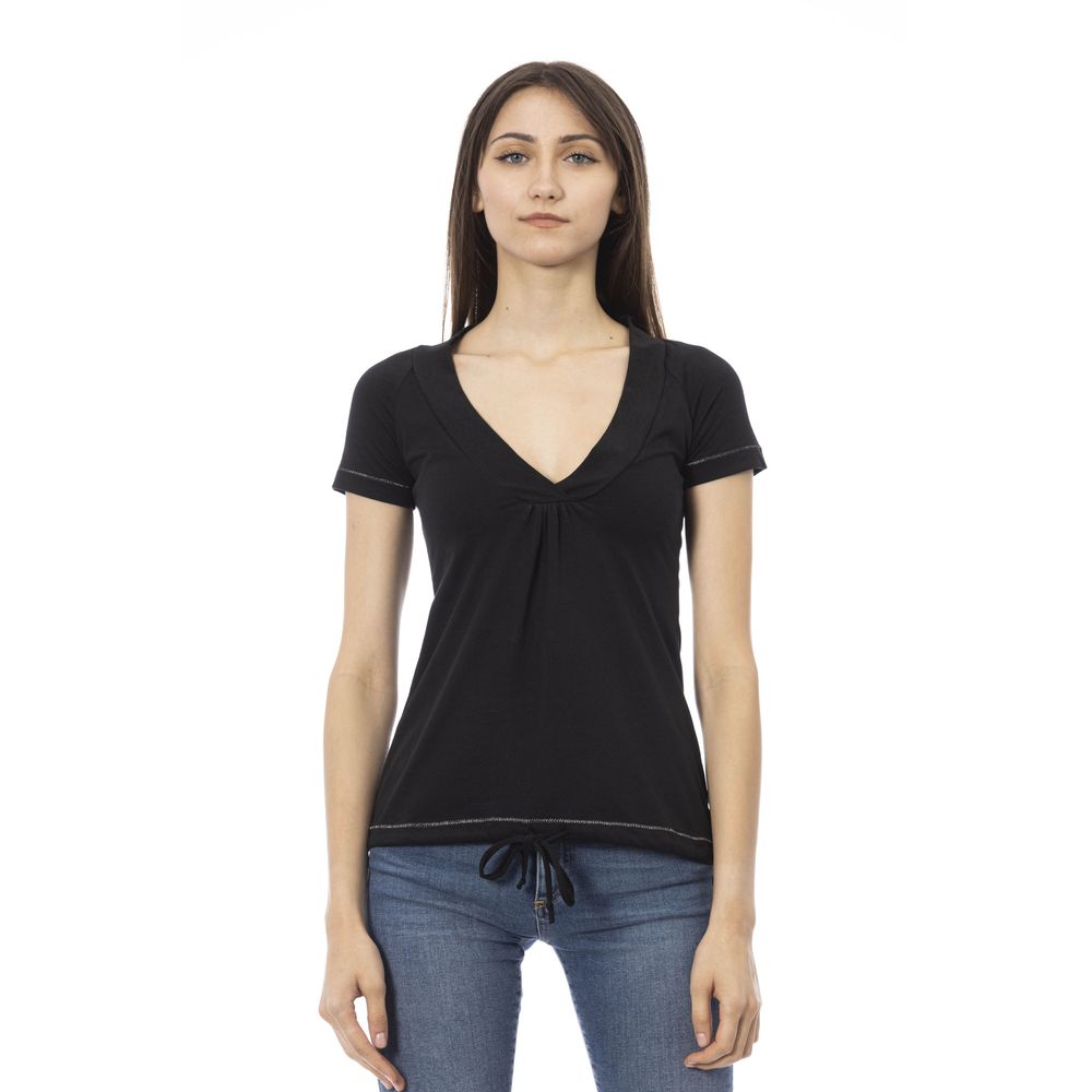 Trussardi Action Schwarzes Baumwoll-T-Shirt für Frauen