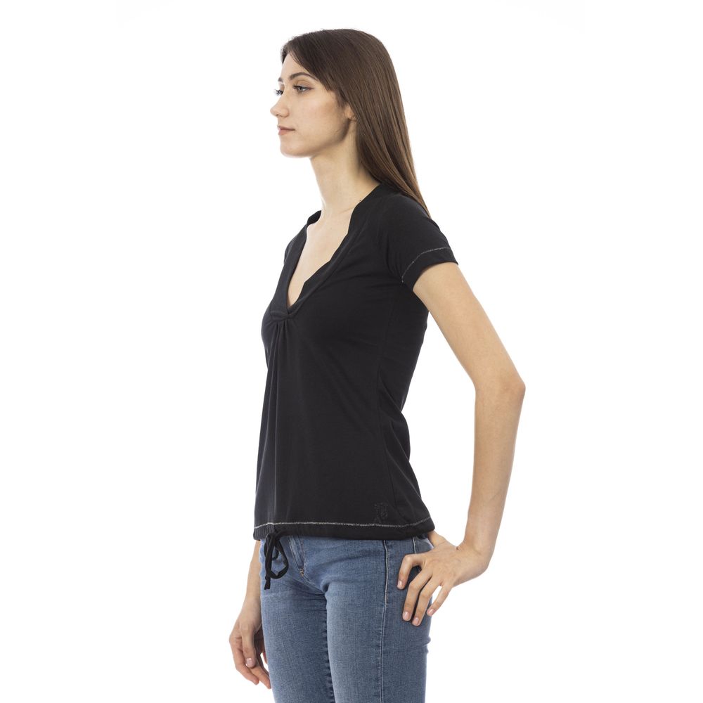 Trussardi Action Schwarzes Baumwoll-T-Shirt für Frauen