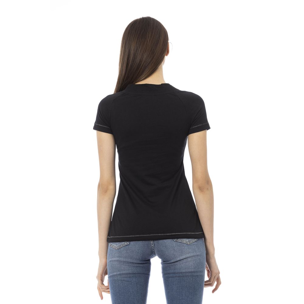 Trussardi Action Schwarzes Baumwoll-T-Shirt für Frauen