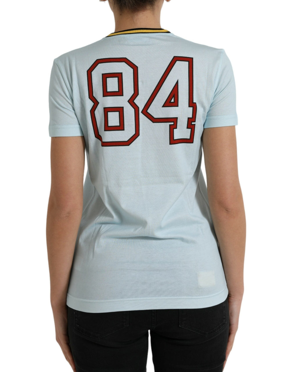 Dolce & Gabbana Hellblaues Baumwoll-T-Shirt mit Rundhalsausschnitt aus freier Liebe