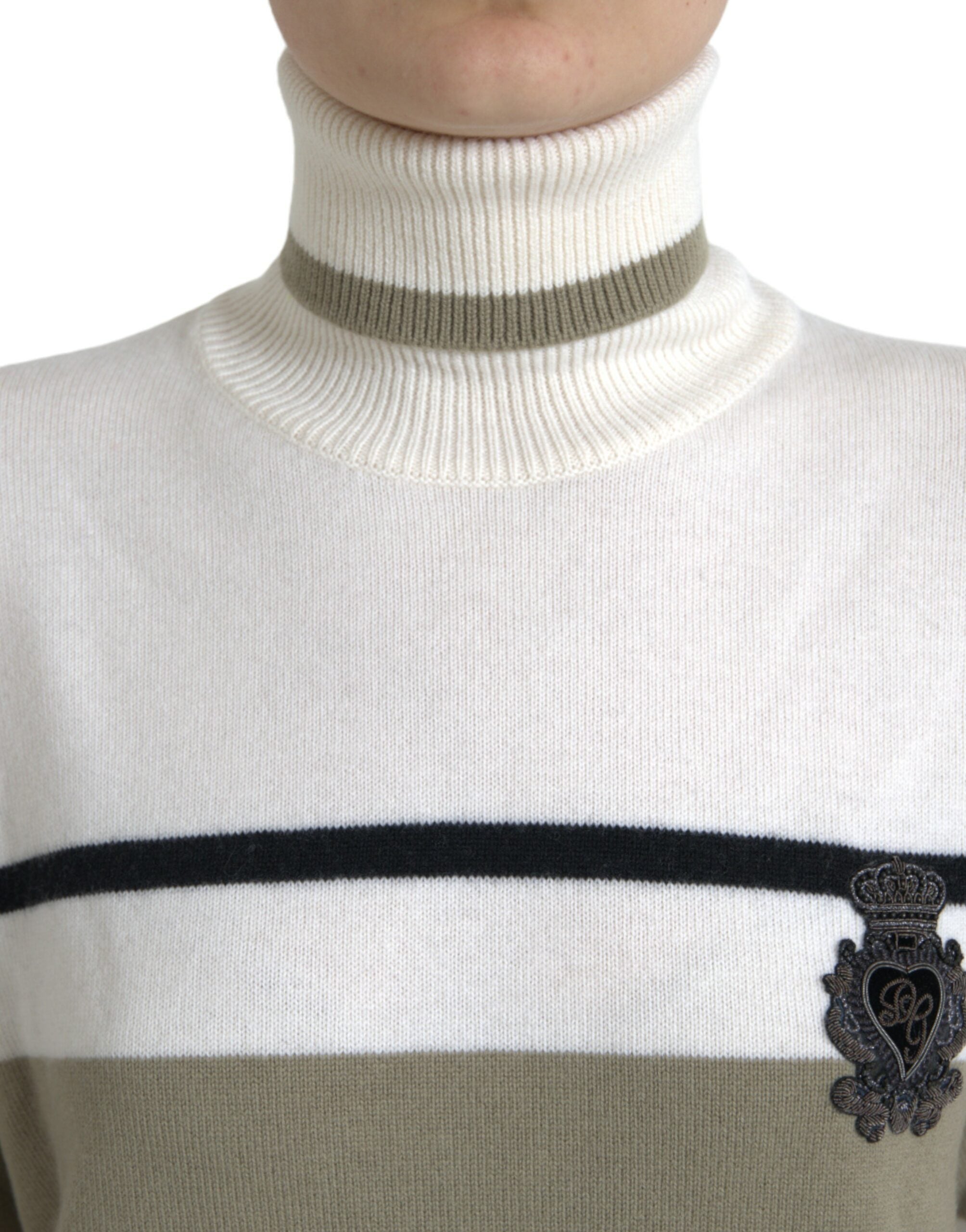 Dolce & Gabbana Mehrfarbig gestreifter Pullover aus Wolle mit Logo