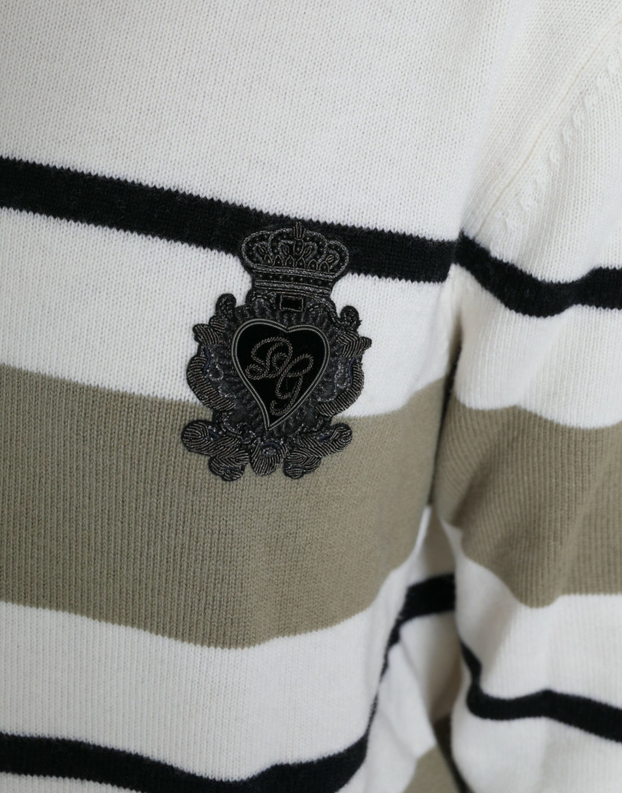 Dolce & Gabbana Mehrfarbig gestreifter Pullover aus Wolle mit Logo