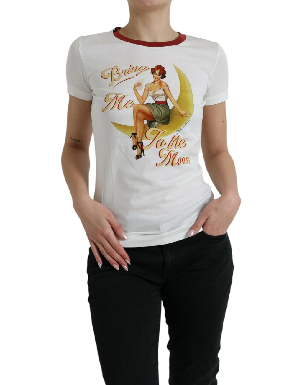 Dolce & Gabbana Weißes Bring Me To The Moon T-shirt Top