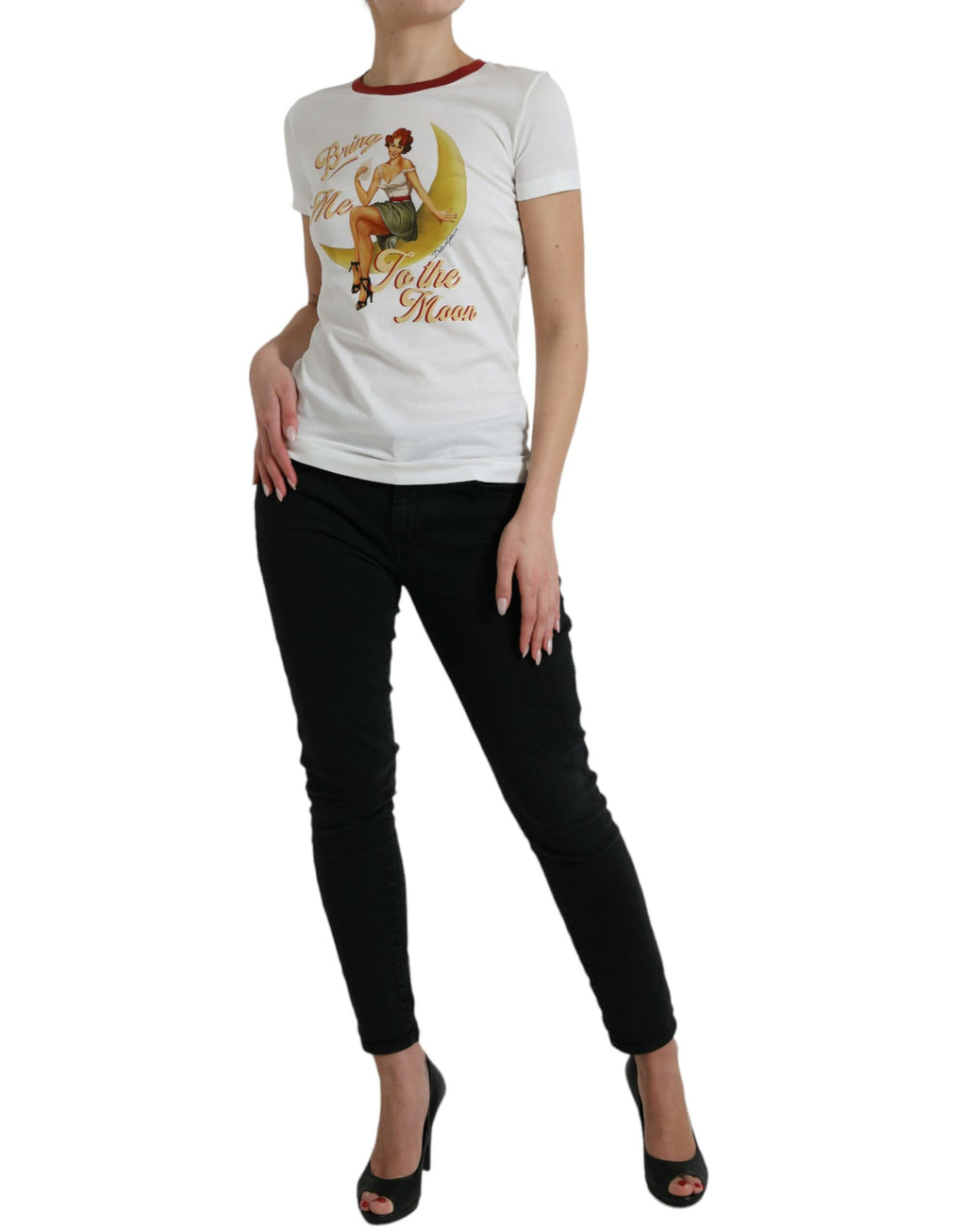 Dolce & Gabbana Weißes Bring Me To The Moon T-shirt Top