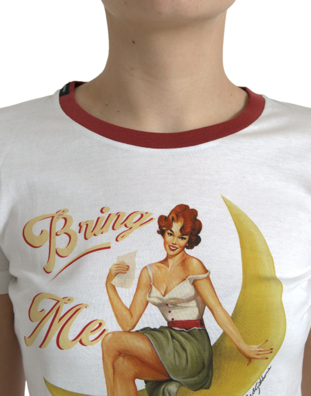 Dolce & Gabbana Weißes Bring Me To The Moon T-shirt Top