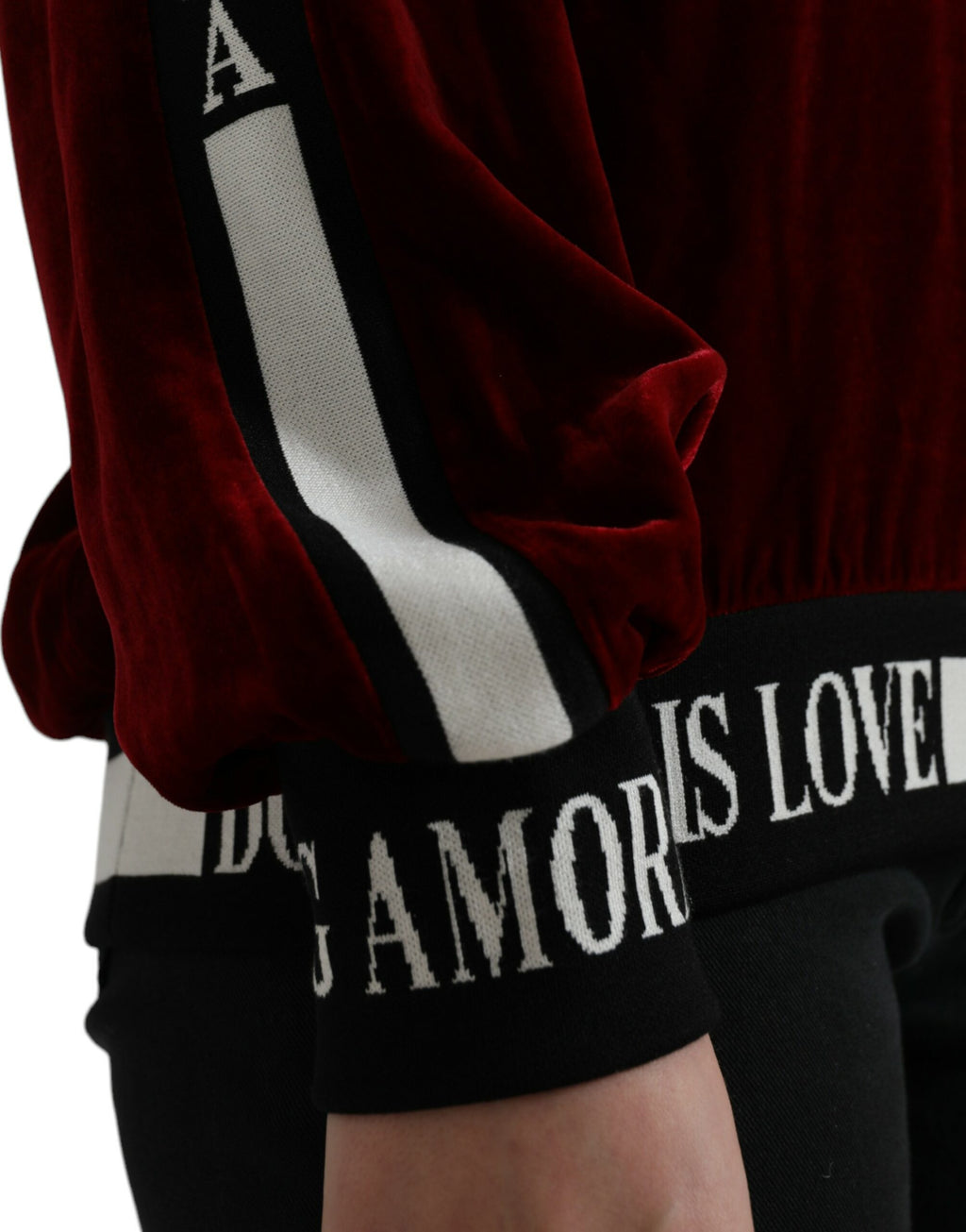 Dolce & Gabbana Bordeauxfarbener Samt-Rundhals-Pullover