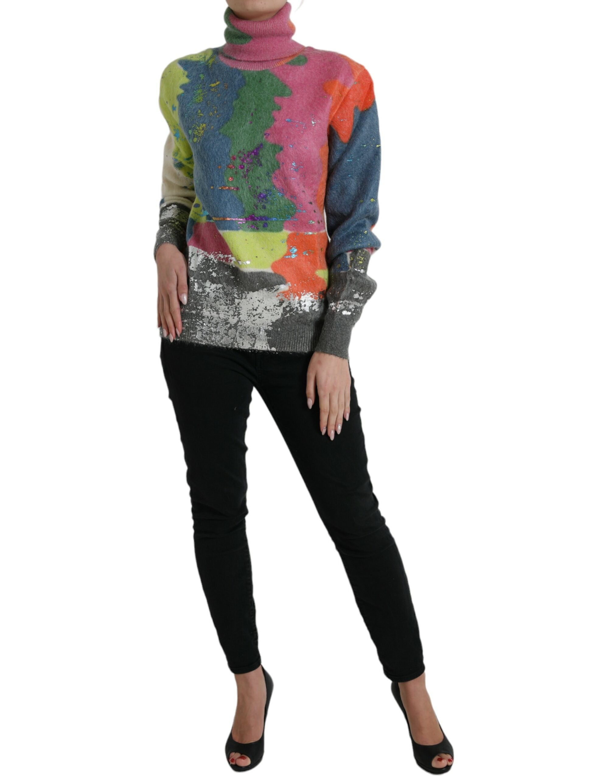 Dolce & Gabbana Multicolor Mohair Rollkragenpullover Pullover
