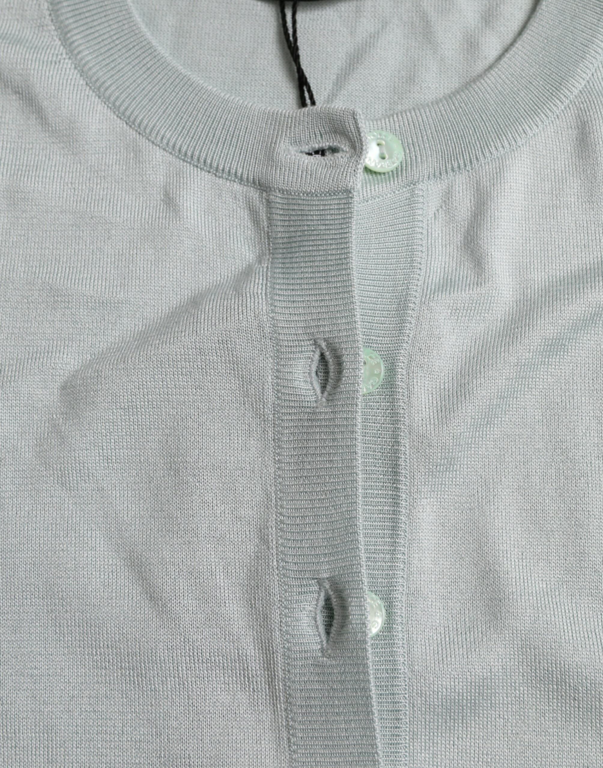 Dolce & Gabbana Hellblauer Strickpullover mit Rundhalsausschnitt aus Seide