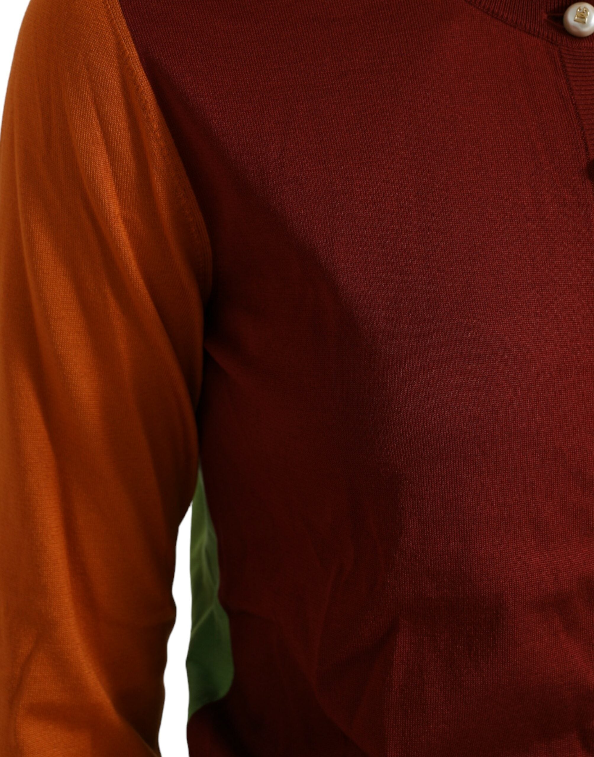 Dolce & Gabbana Mehrfarbige Strickjacke aus Seide mit Rundhalsausschnitt