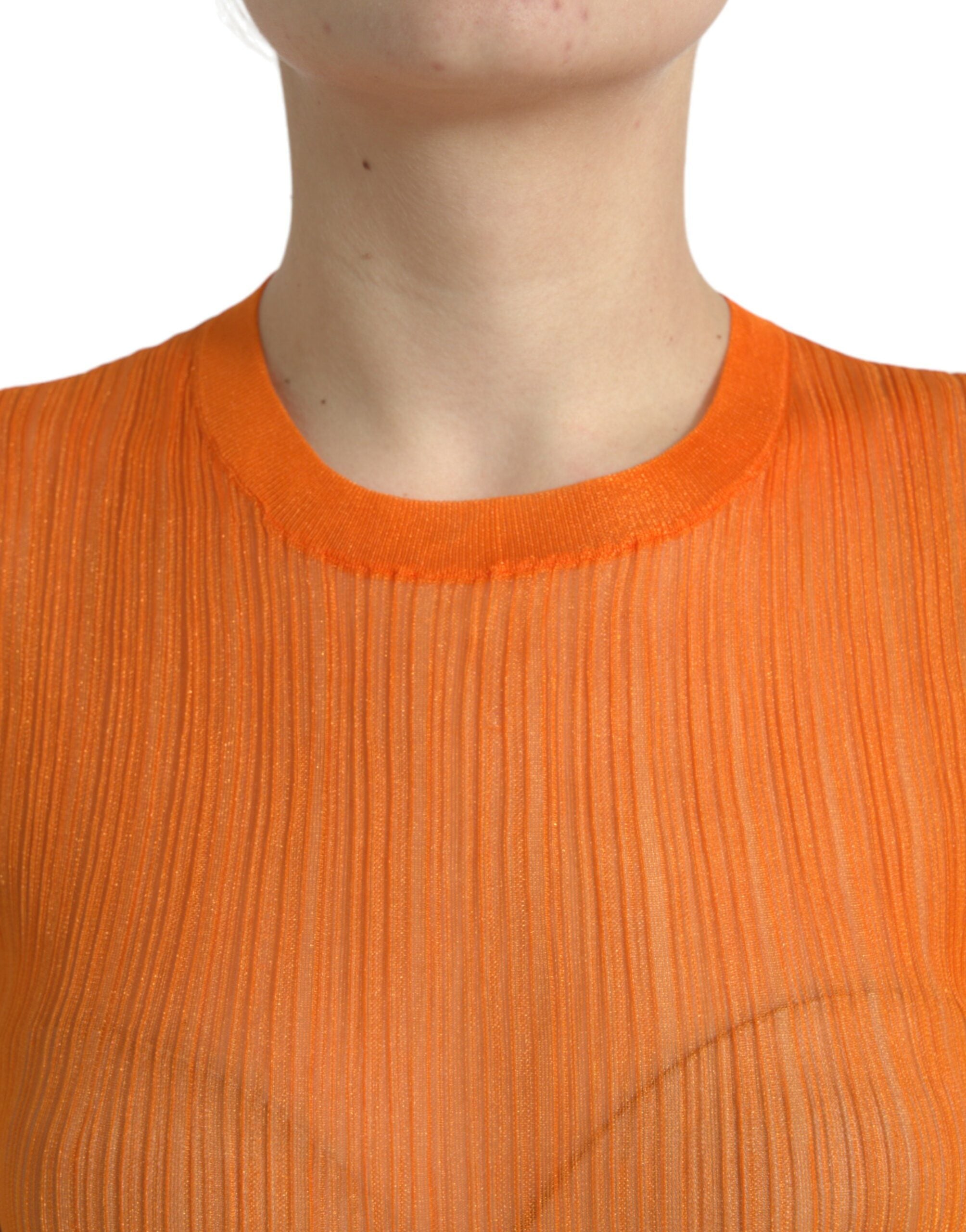 Dolce & Gabbana Orange See Through Rundhalsausschnitt Bluse Tank Top