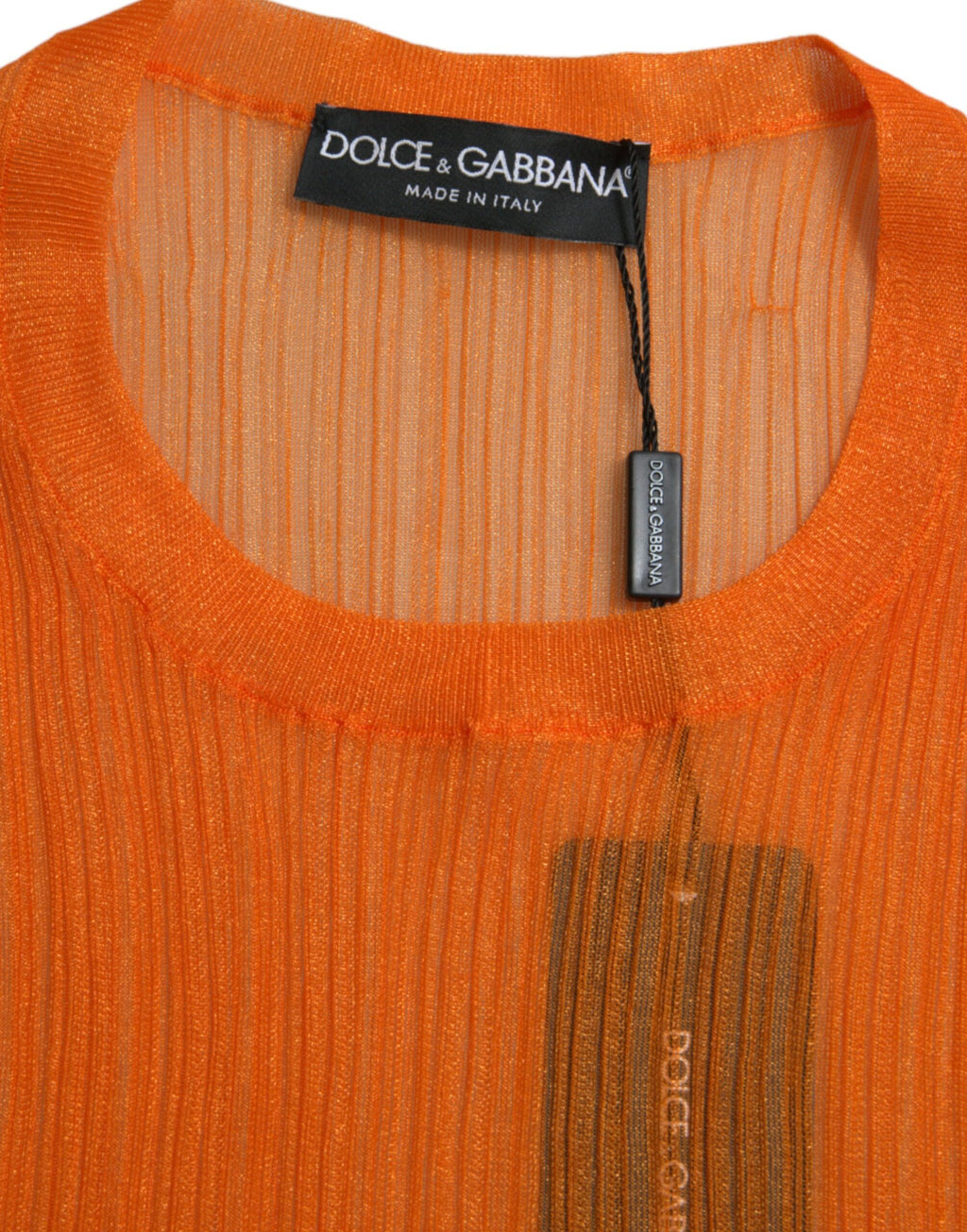 Dolce & Gabbana Orange See Through Rundhalsausschnitt Bluse Tank Top