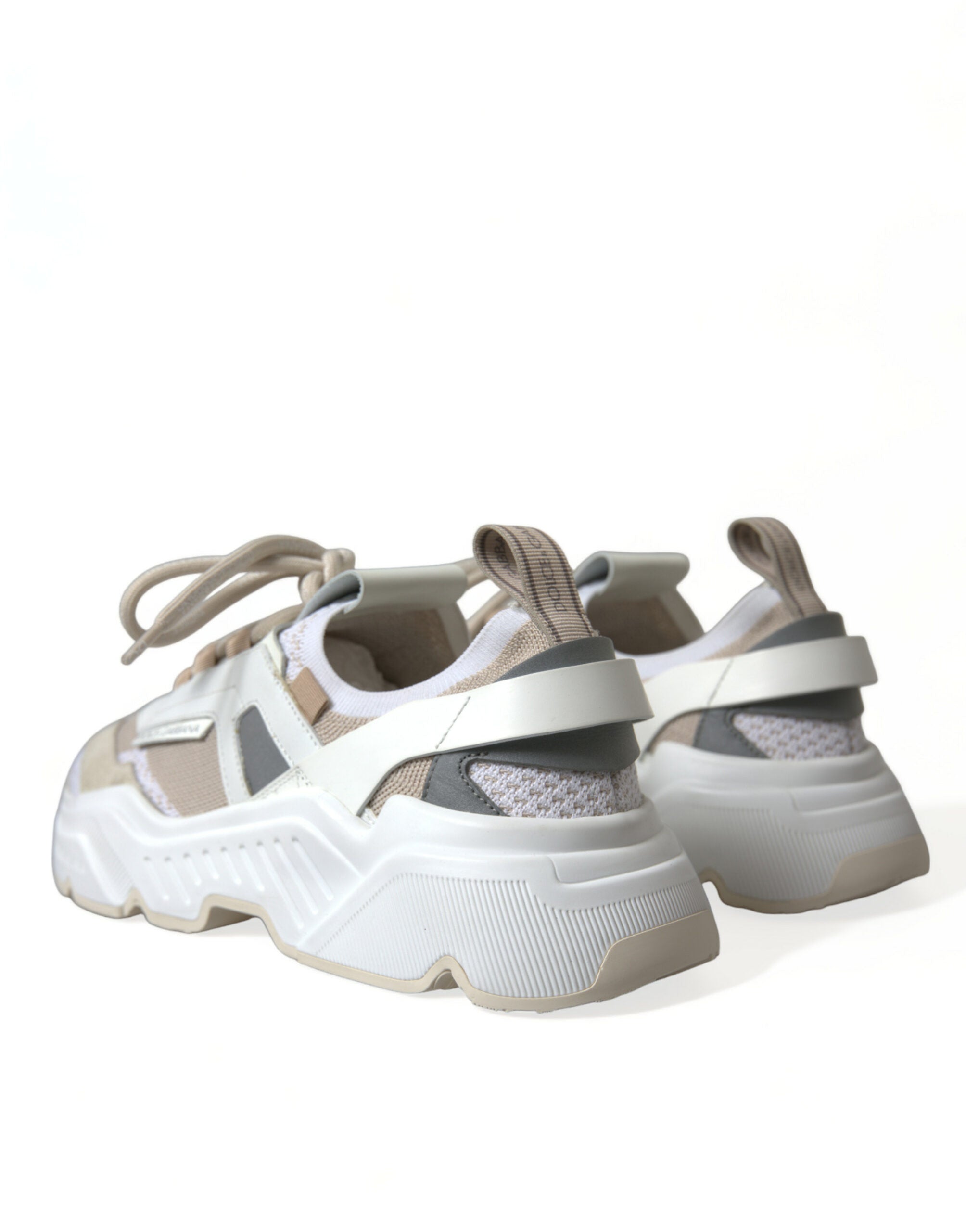 Dolce & Gabbana Beige Weiß Daymaster Low Top Leder Turnschuhe Schuhe