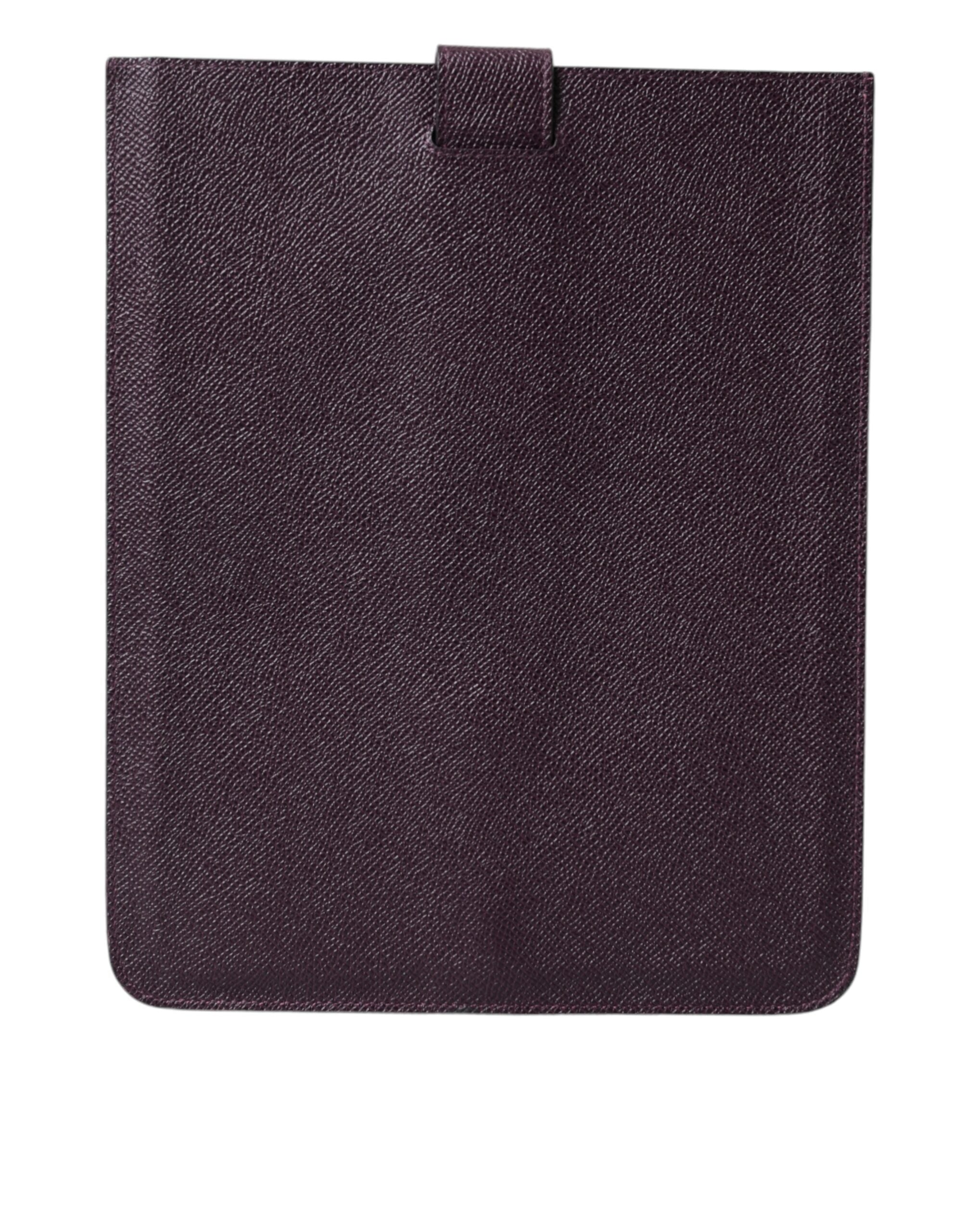 Dolce & Gabbana Dunkelbraun Leder Logo Plaque Abdeckung Hülle Tablette Fall