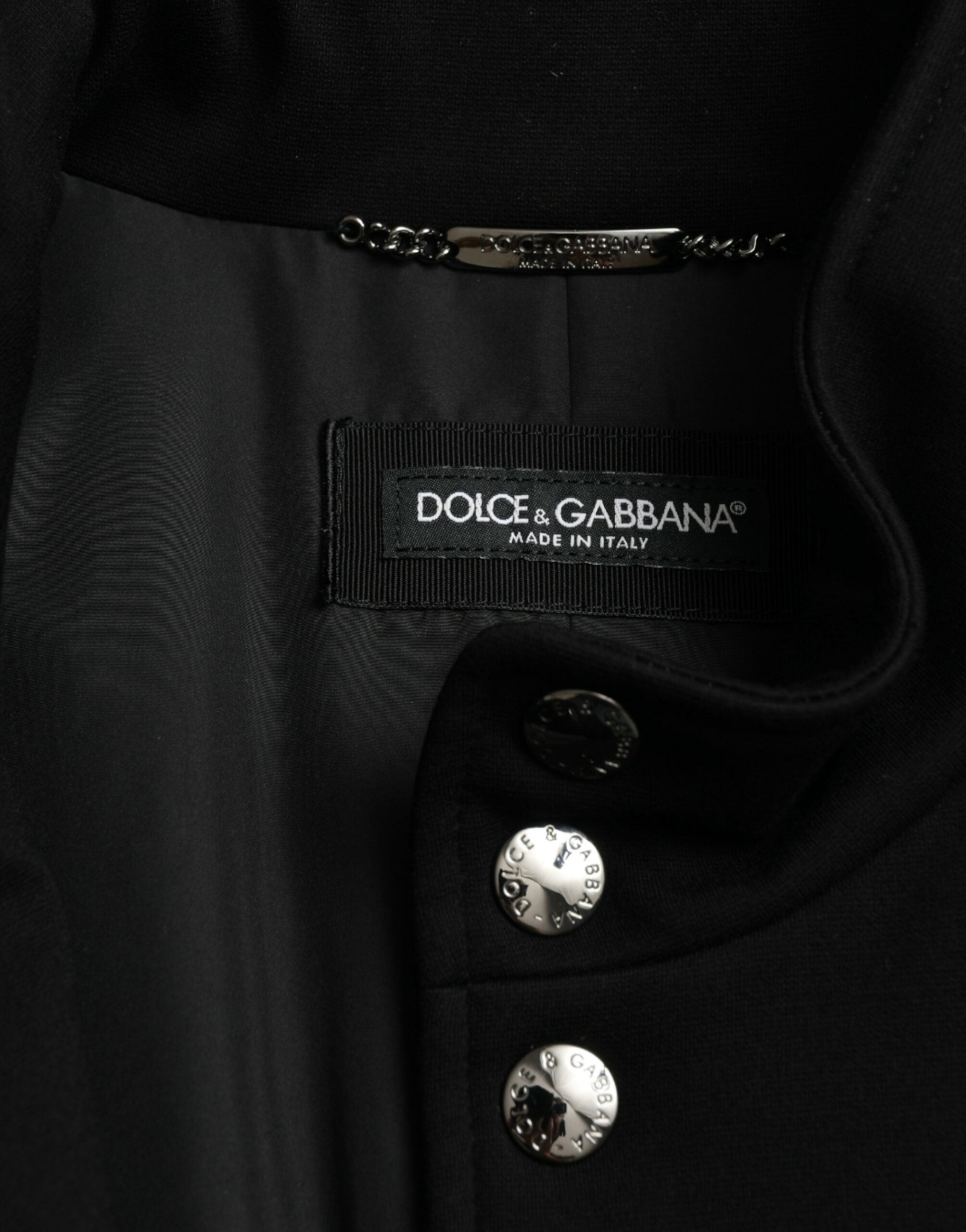 Dolce & Gabbana Schwarze Viskose Weste mit Knöpfen Logo Jacke