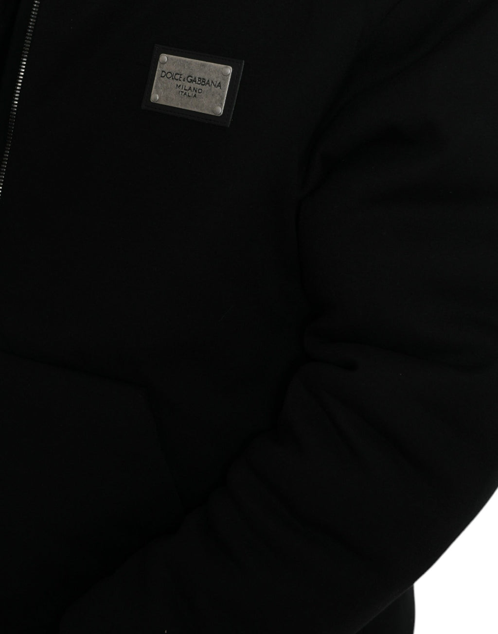 Dolce & Gabbana Schwarze Bomberjacke mit Logo-Kapuze aus Baumwolle