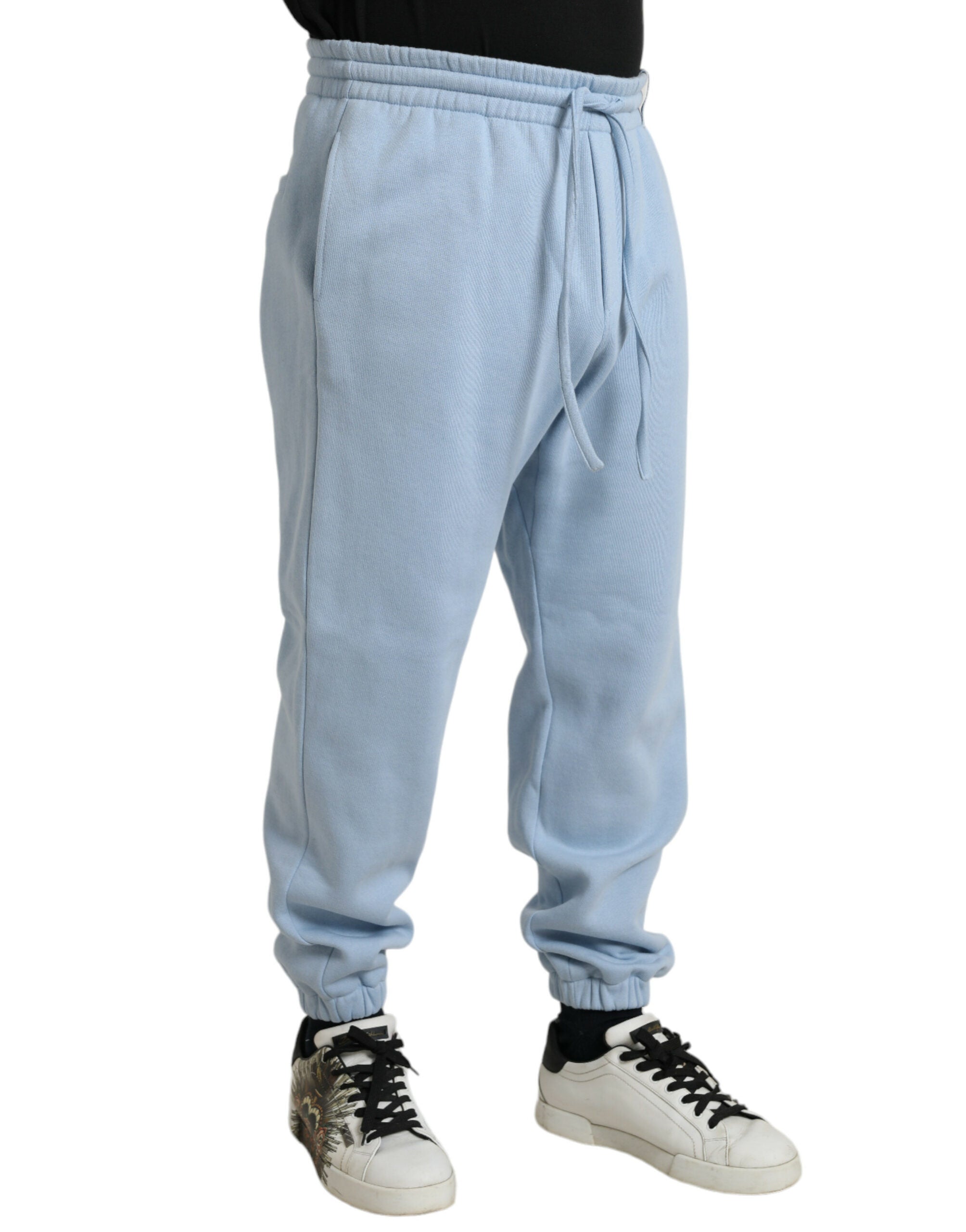 Dolce & Gabbana Hellblaue Baumwoll-Sweatpants Männer Jogger-Hosen