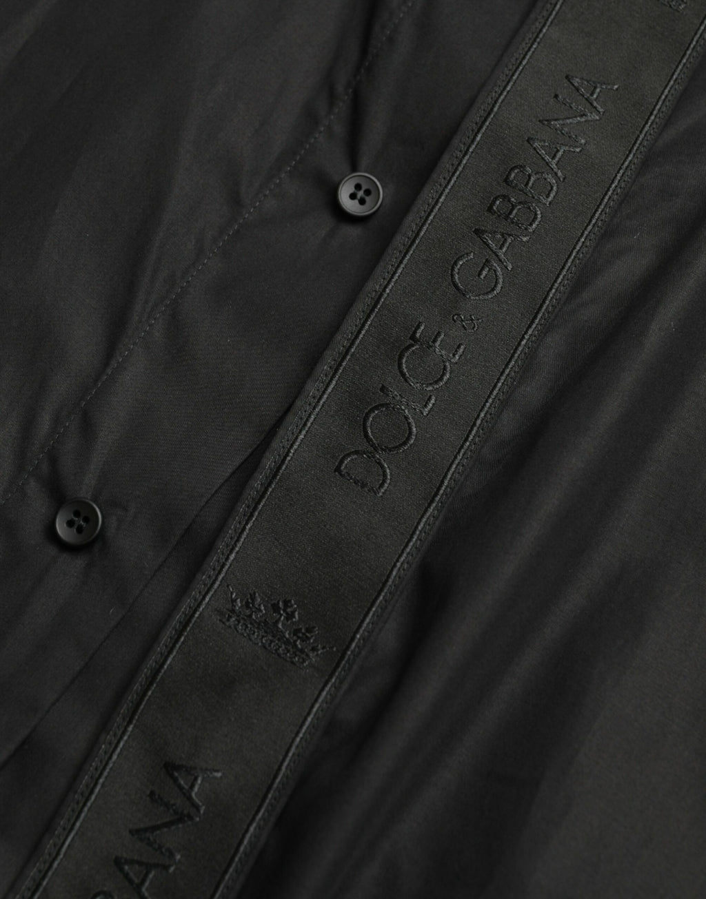 Dolce & Gabbana Schwarzes Logo-Baumwollhemd GOLD Formal