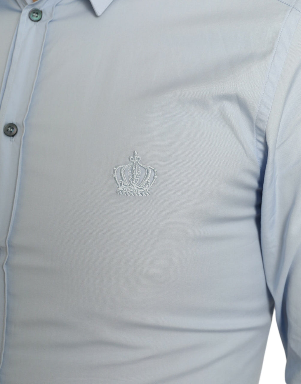 Dolce & Gabbana Himmelblau Baumwolle Männer Formal GOLD Kleid Hemd