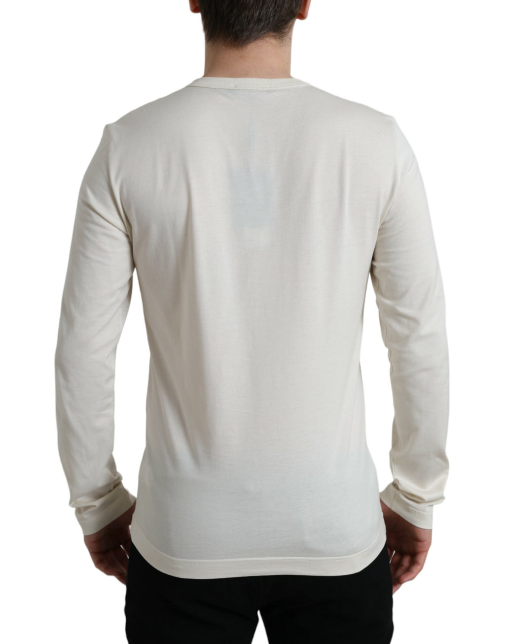 Dolce & Gabbana Off White Cotton Henley Pullover Pullover
