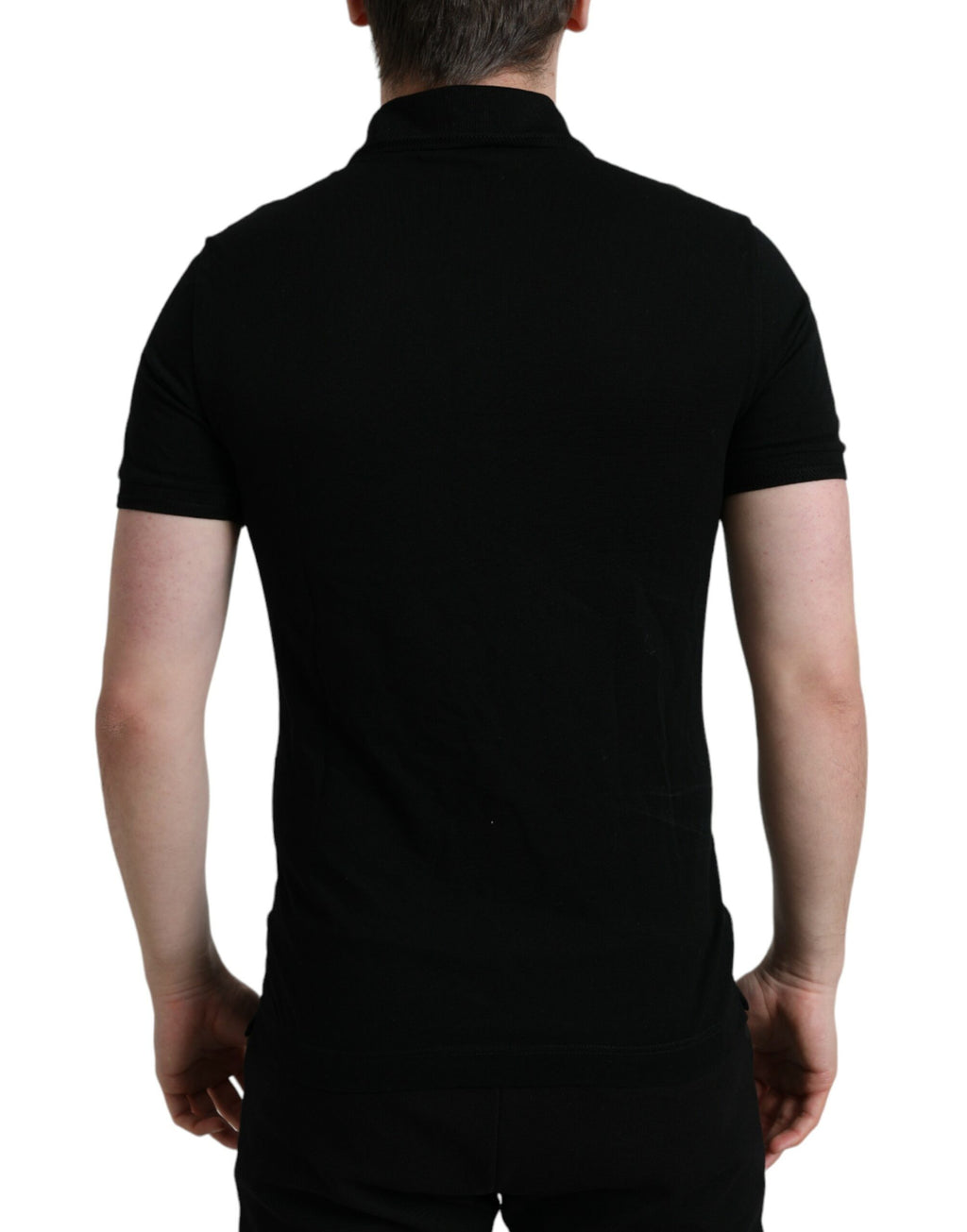 Dolce & Gabbana Schwarzes Logo-Kragen-T-Shirt mit kurzen Ärmeln