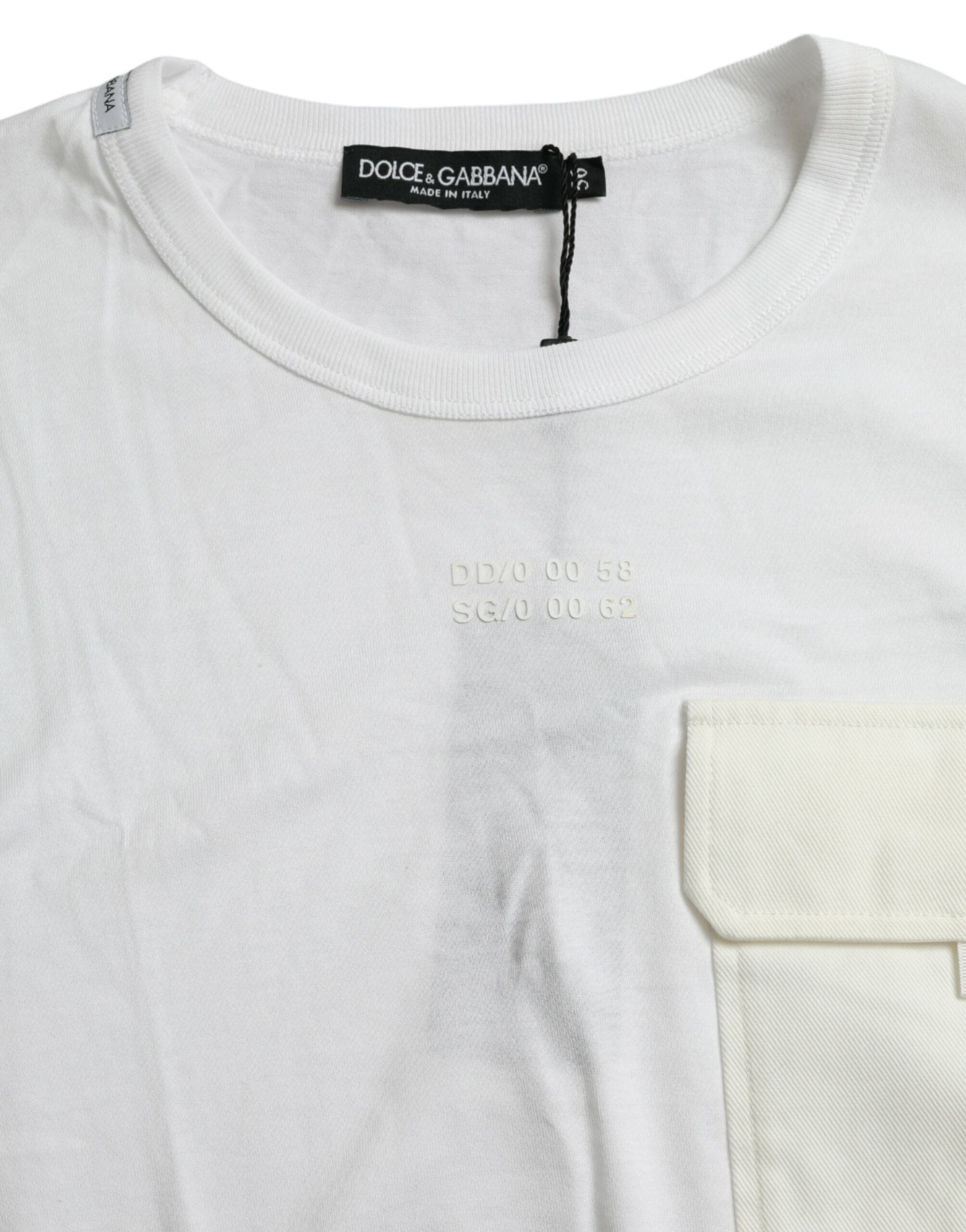 Dolce & Gabbana Weißes Baumwolltaschen-T-Shirt mit kurzen Ärmeln
