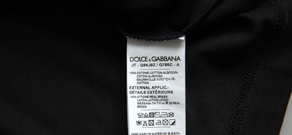 Dolce & Gabbana Schwarzes Silberketten-T-Shirt mit kurzen Ärmeln