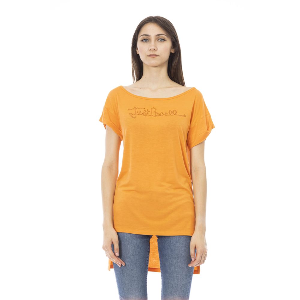 Just Cavalli Orangefarbenes Baumwoll-Top für Frauen