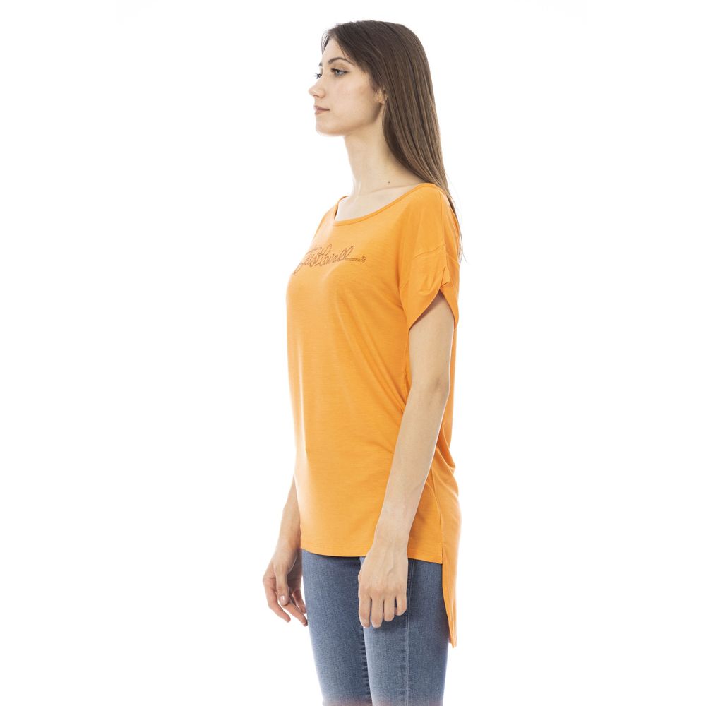 Just Cavalli Orangefarbenes Baumwoll-Top für Frauen